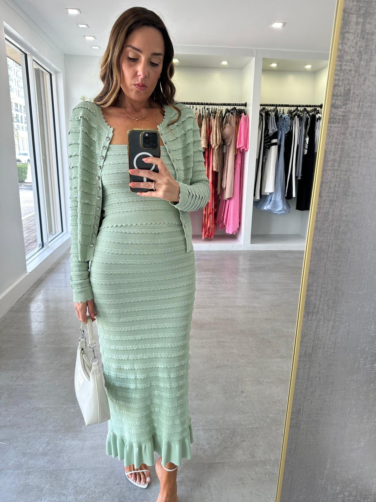 SAGE DIAMANTÉ SKIRT SET