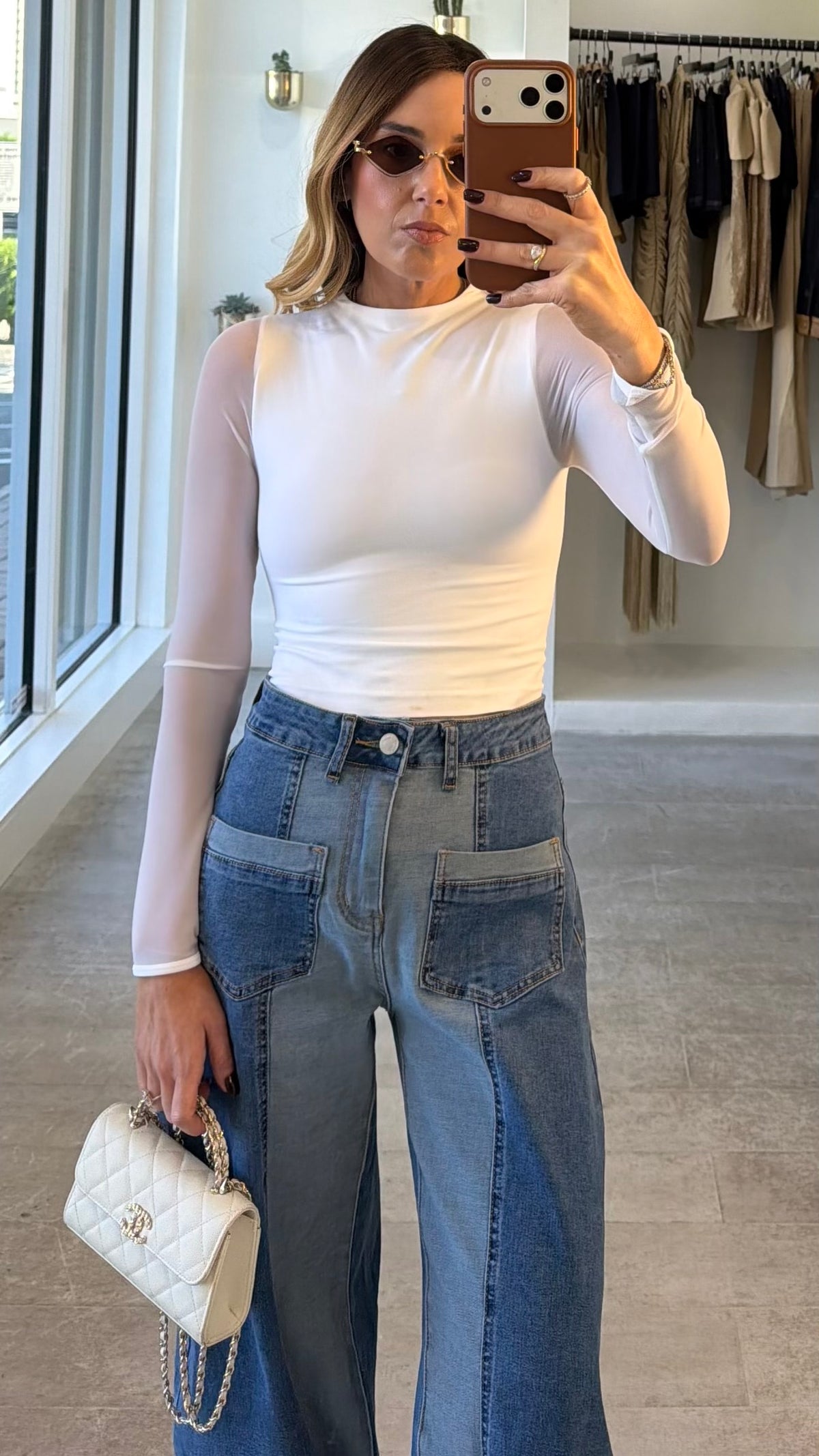 WHITE MESH TOP