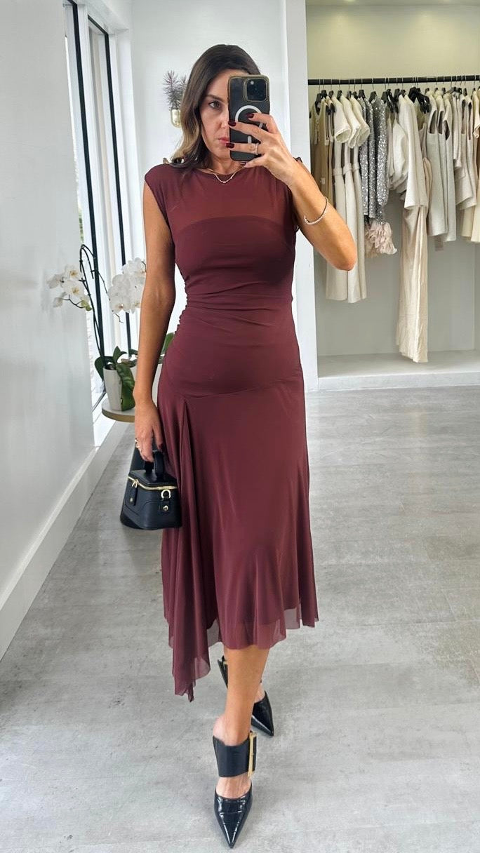 BORDEAUX ASYMMETRY DRESS