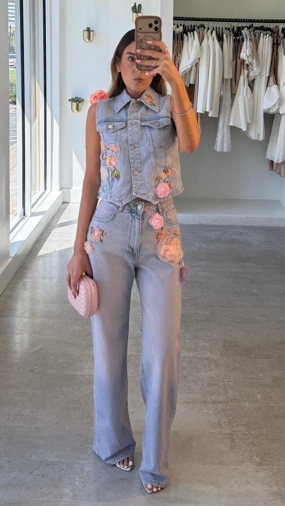 COLORFUL FLORA VEST SET