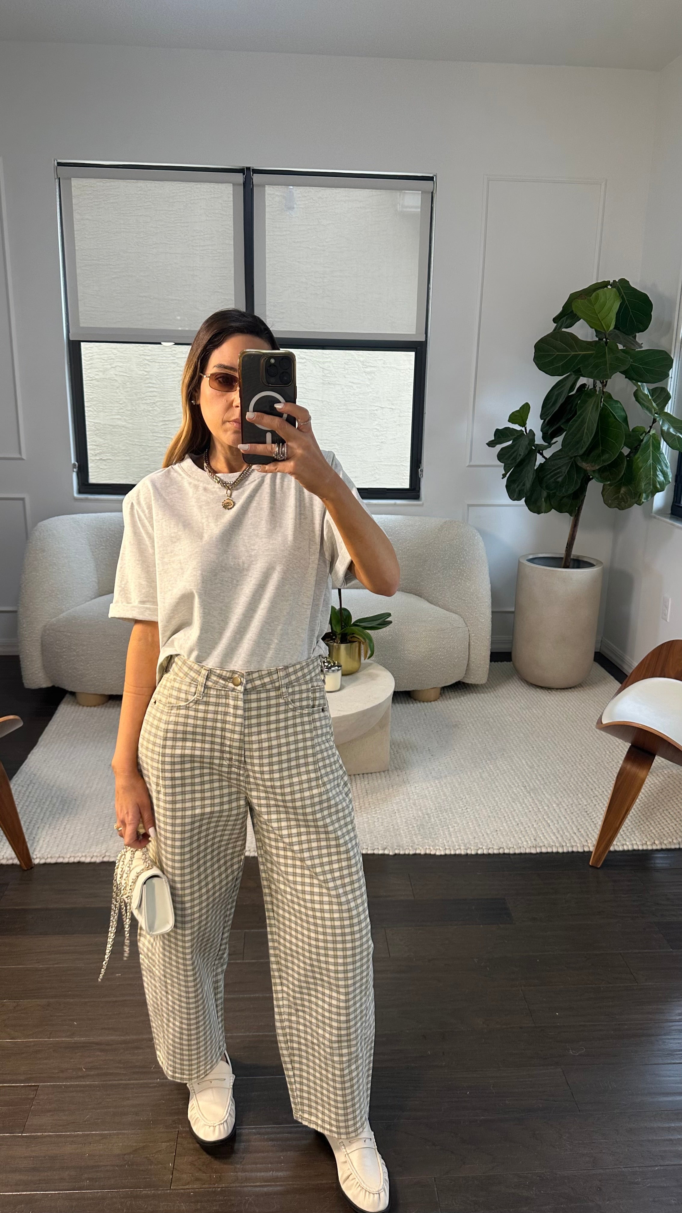 NEUTRAL GINGHAM BARREL