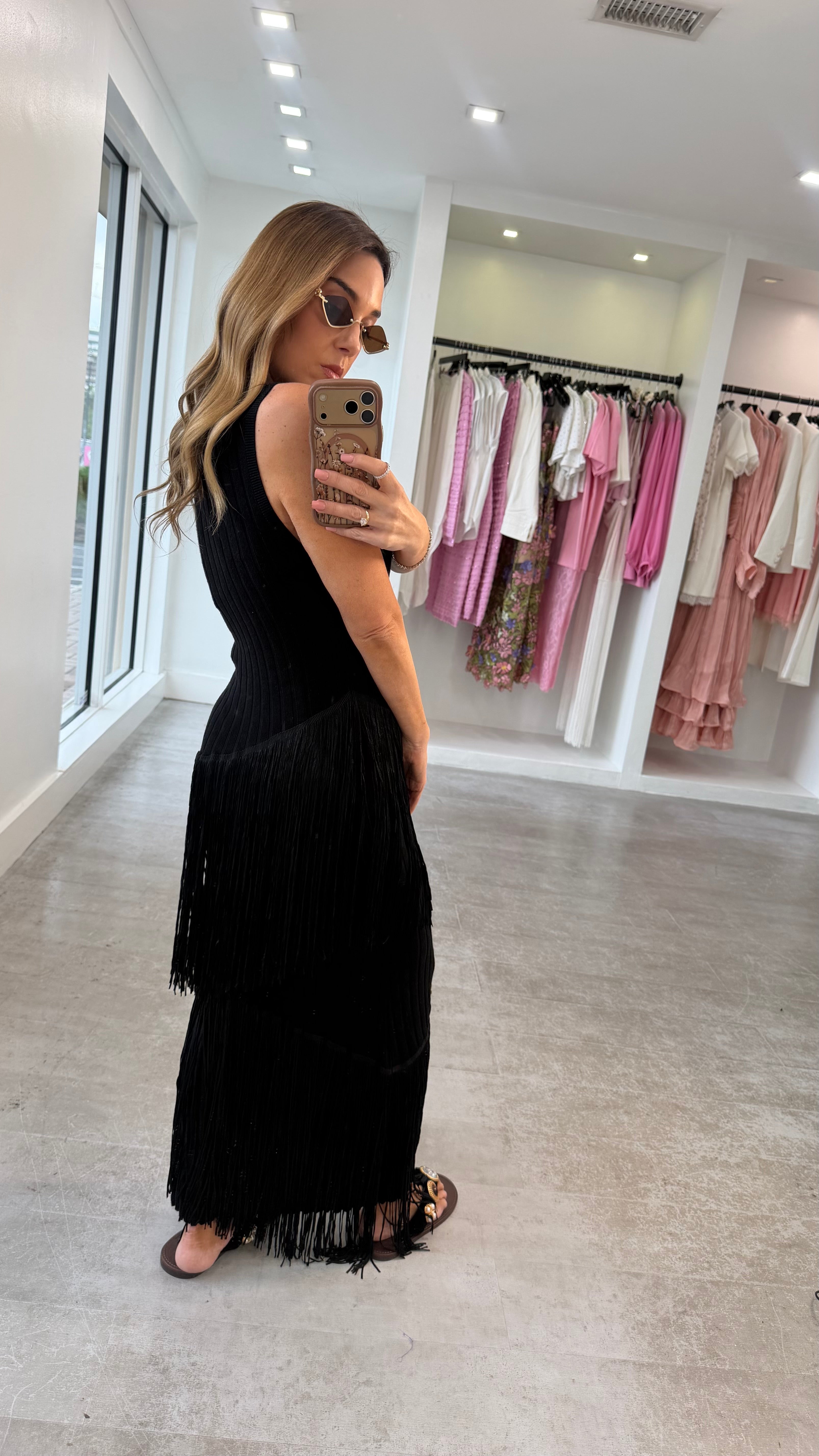 NOIR KNIT FRINGE DRESS