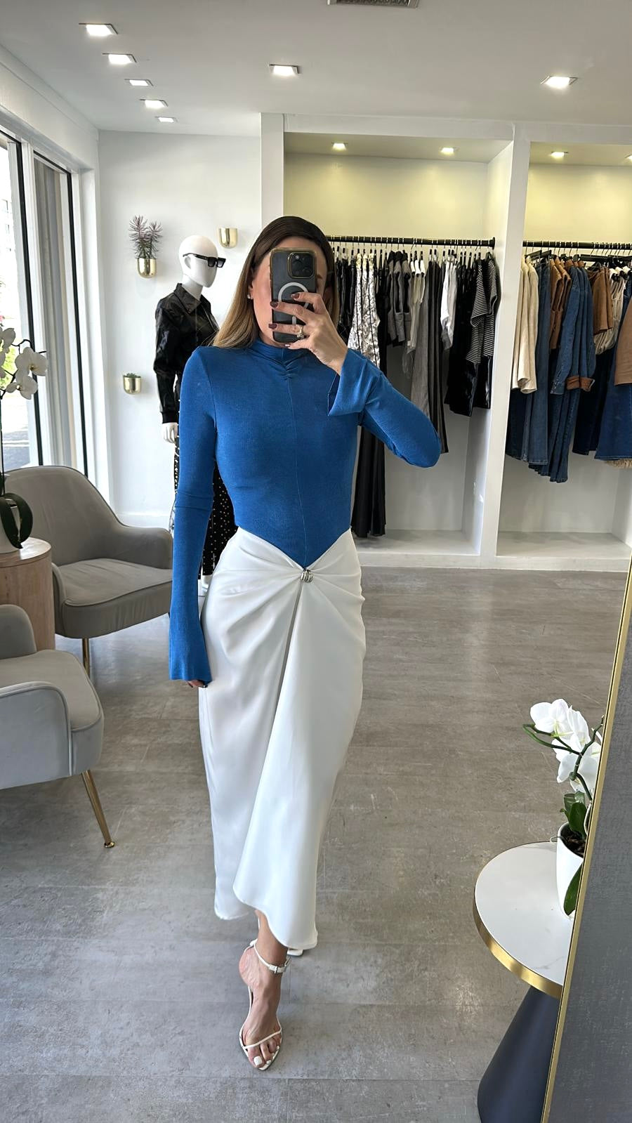 CELESTE DRAPED MIDI DRESS