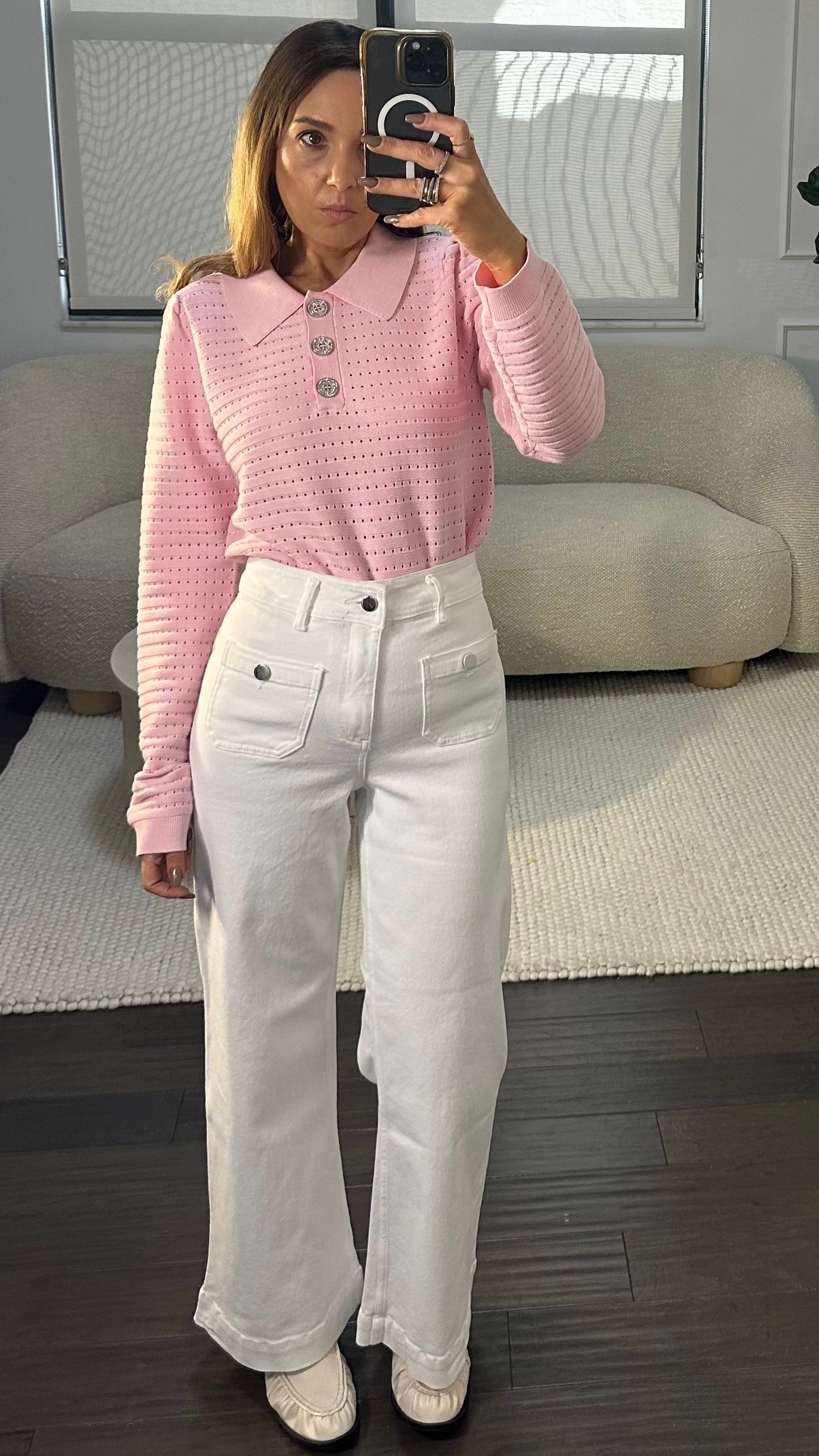 PINK POLO SWEATER