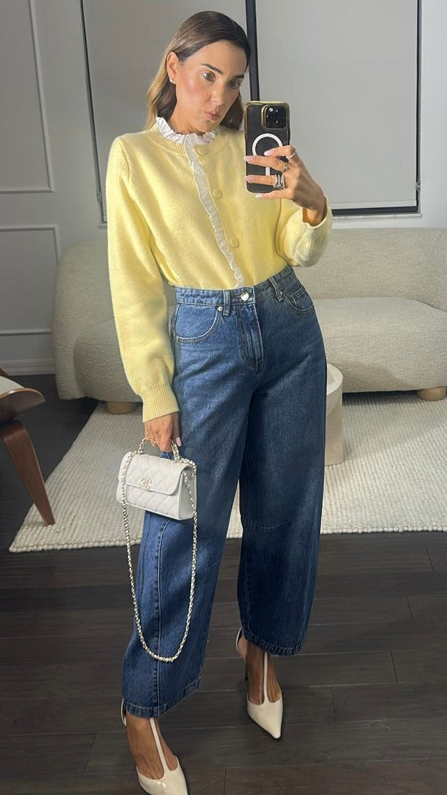 BUTTER-YELLOW POLO CARDI