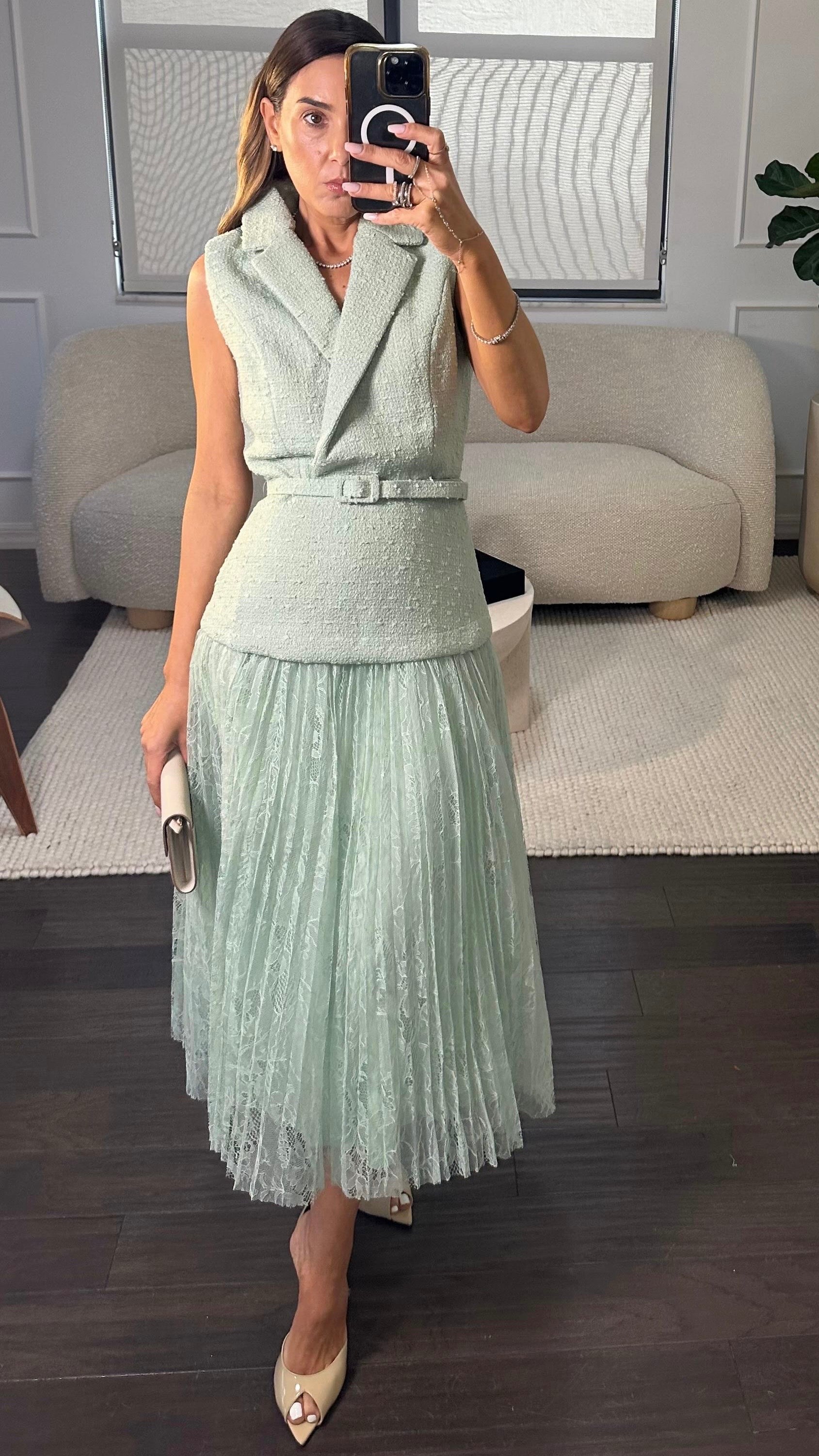 MINT LACE MIDI DRESS