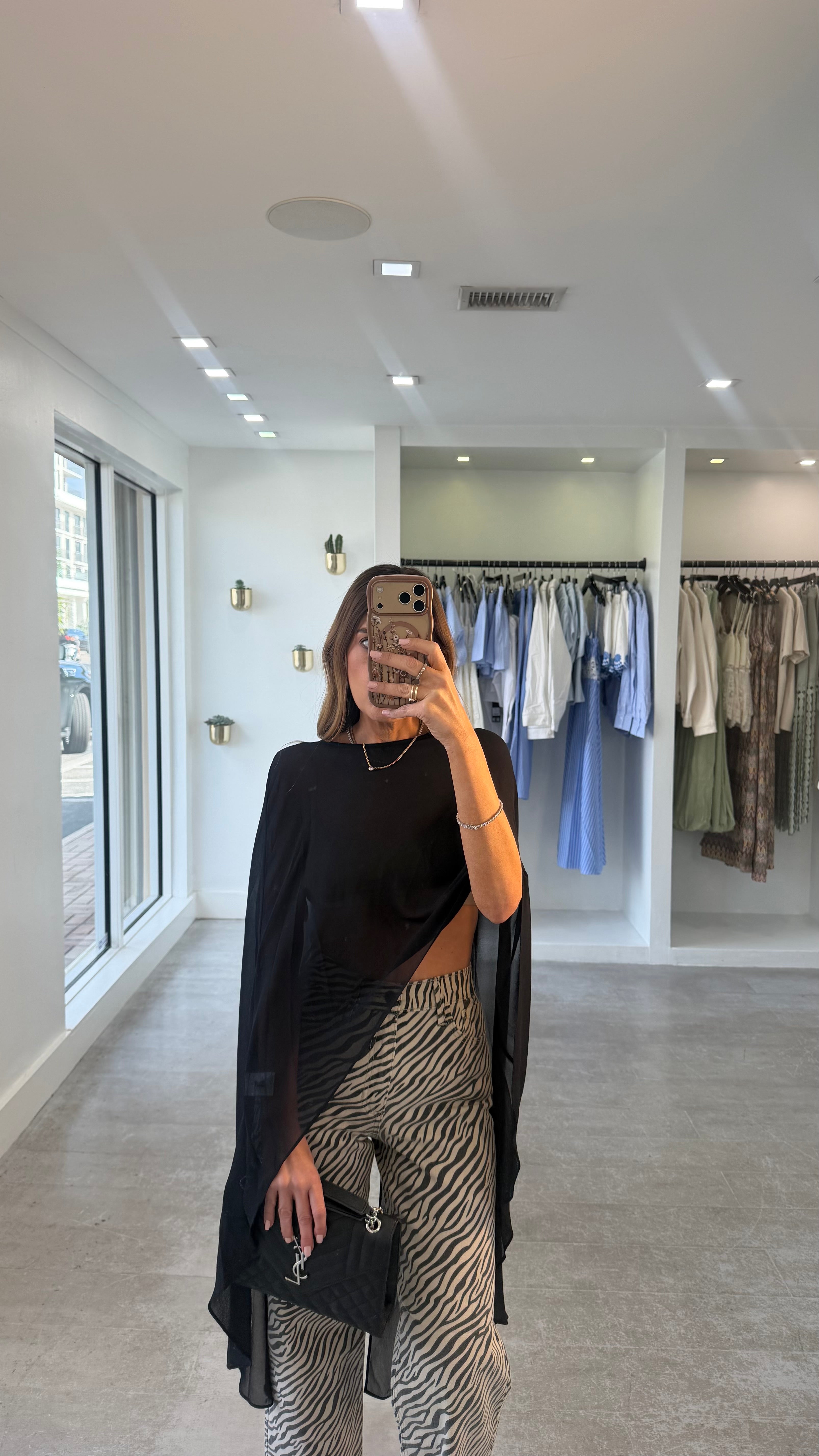BLACK SHEER CAPE TOP