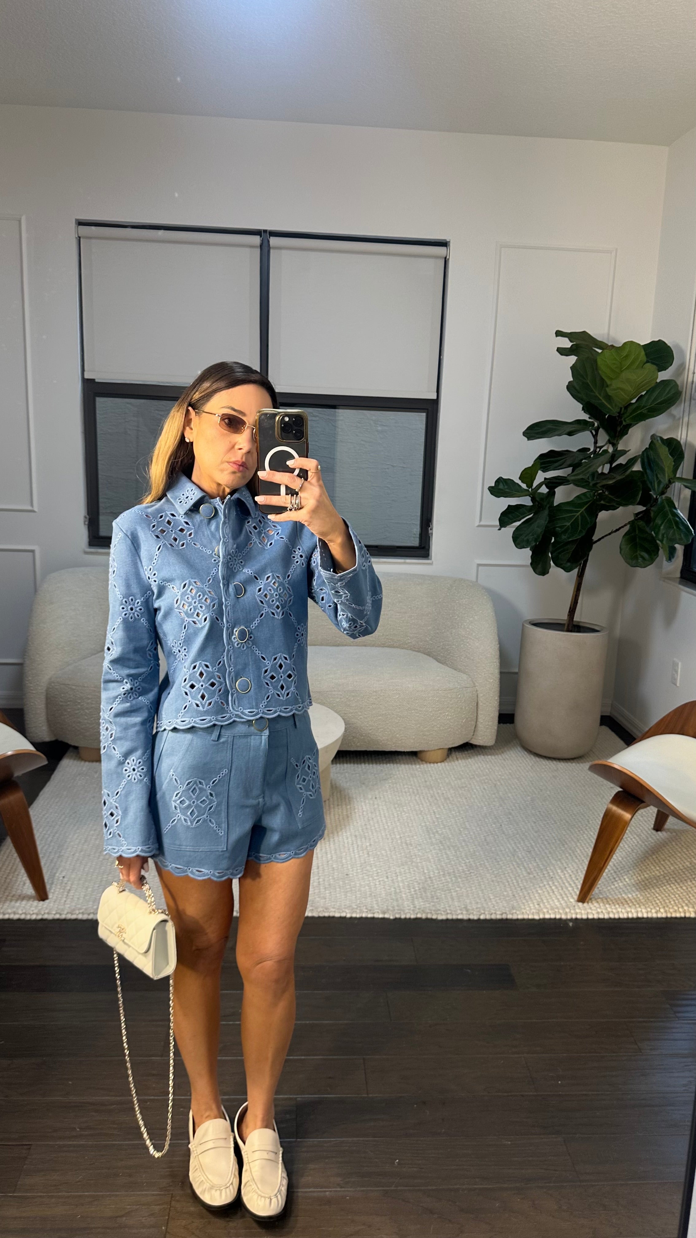 PETAL DENIM SHORT SET