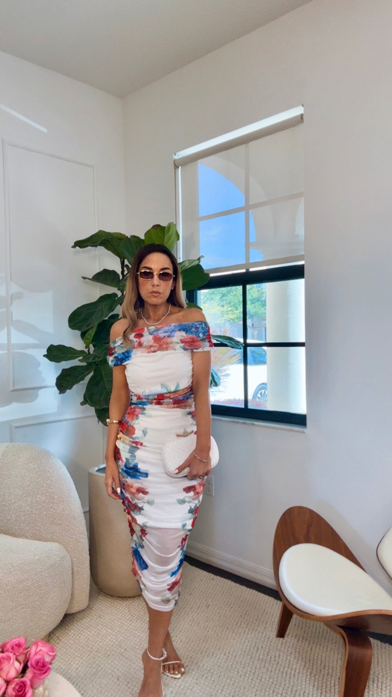 WHITE FLORAL SKIRT SET