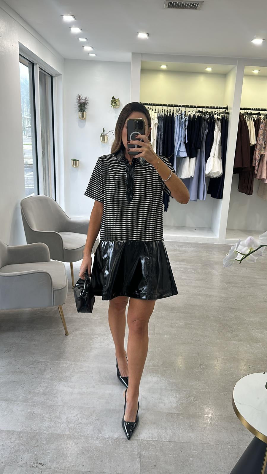 PATENT POLO DRESS