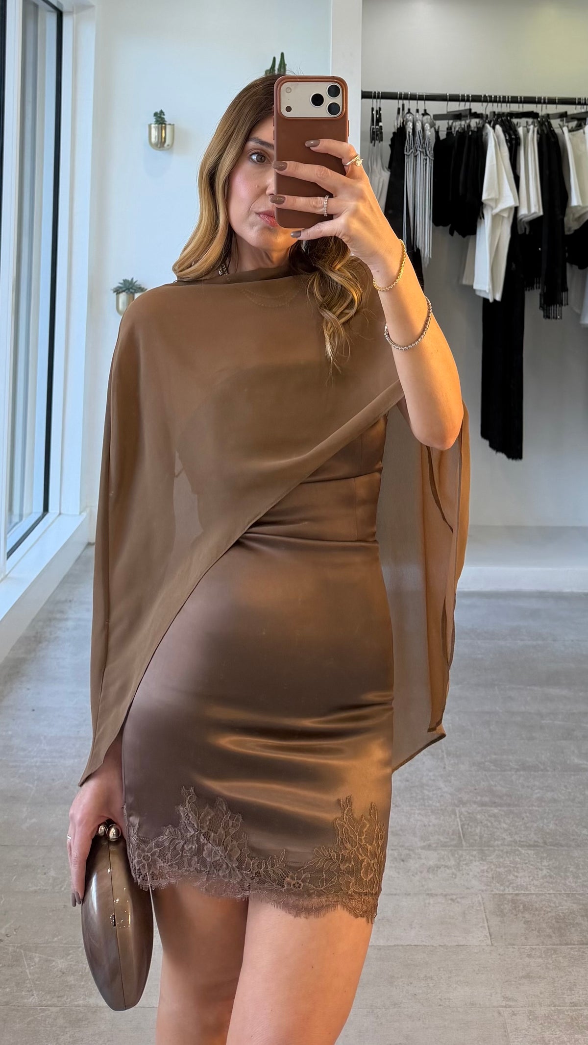 MOCHA CAPE DRESS