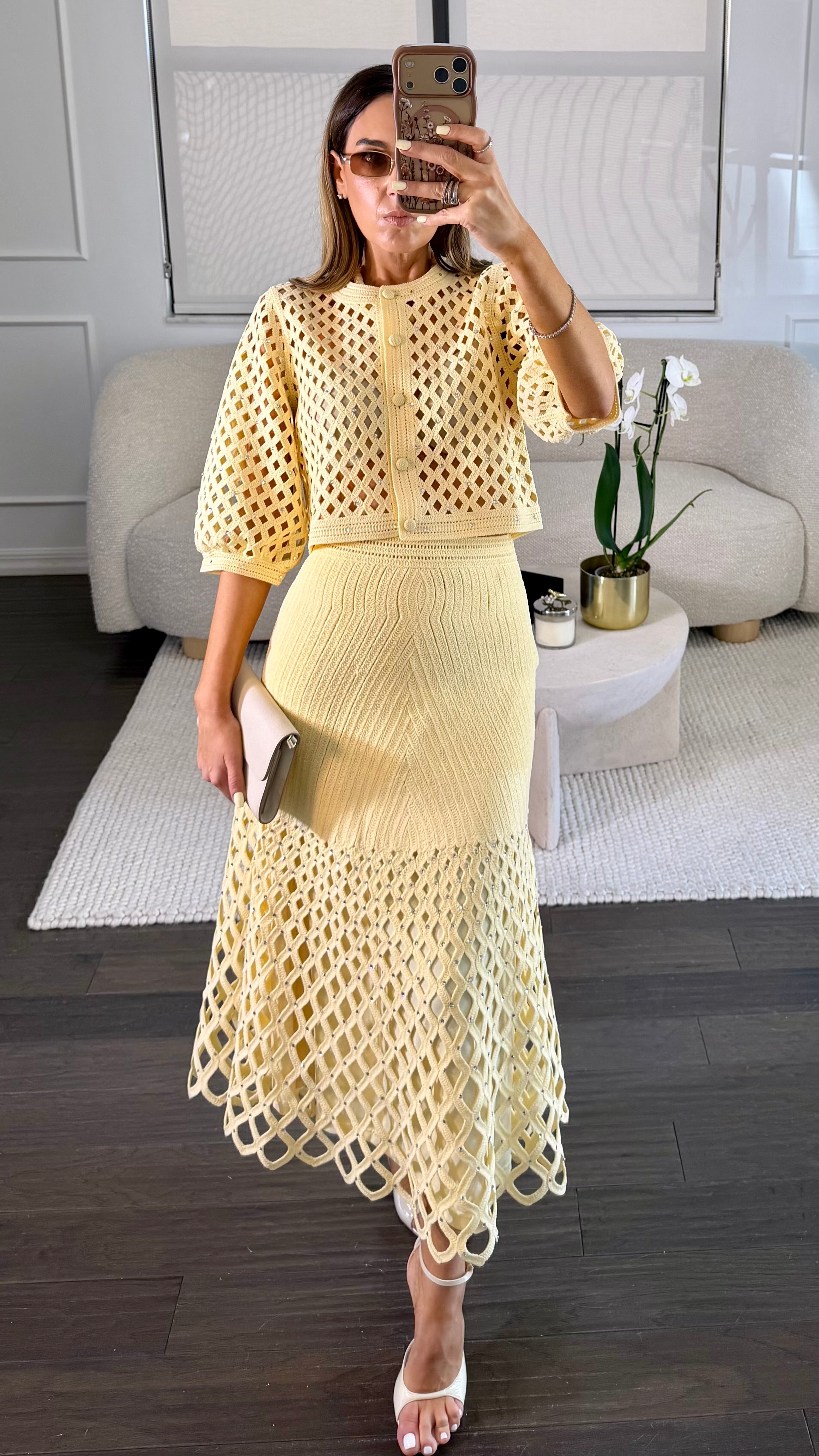 SUNLIT CROCHET CARDI SET