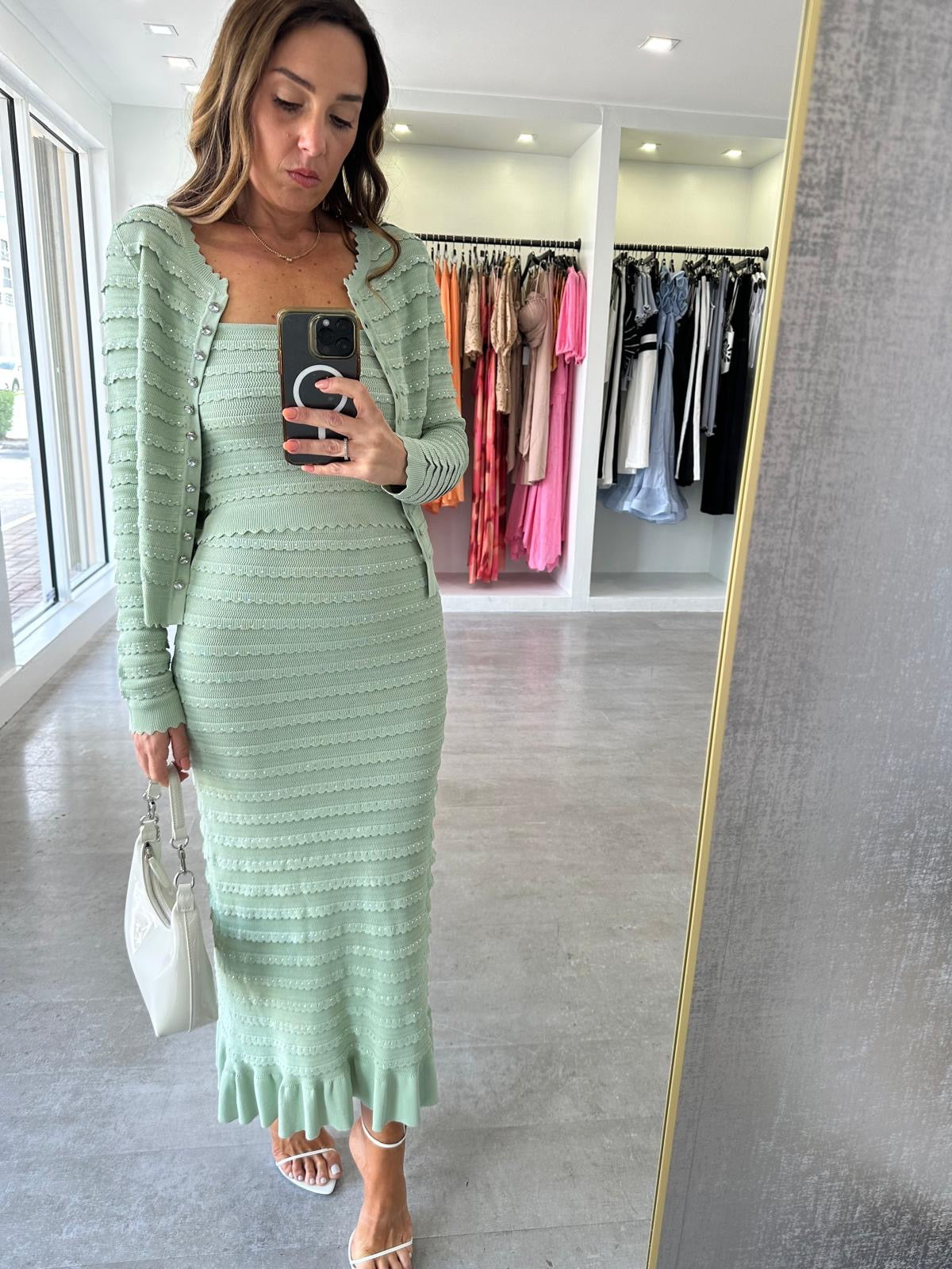 SAGE DIAMANTÉ SKIRT SET