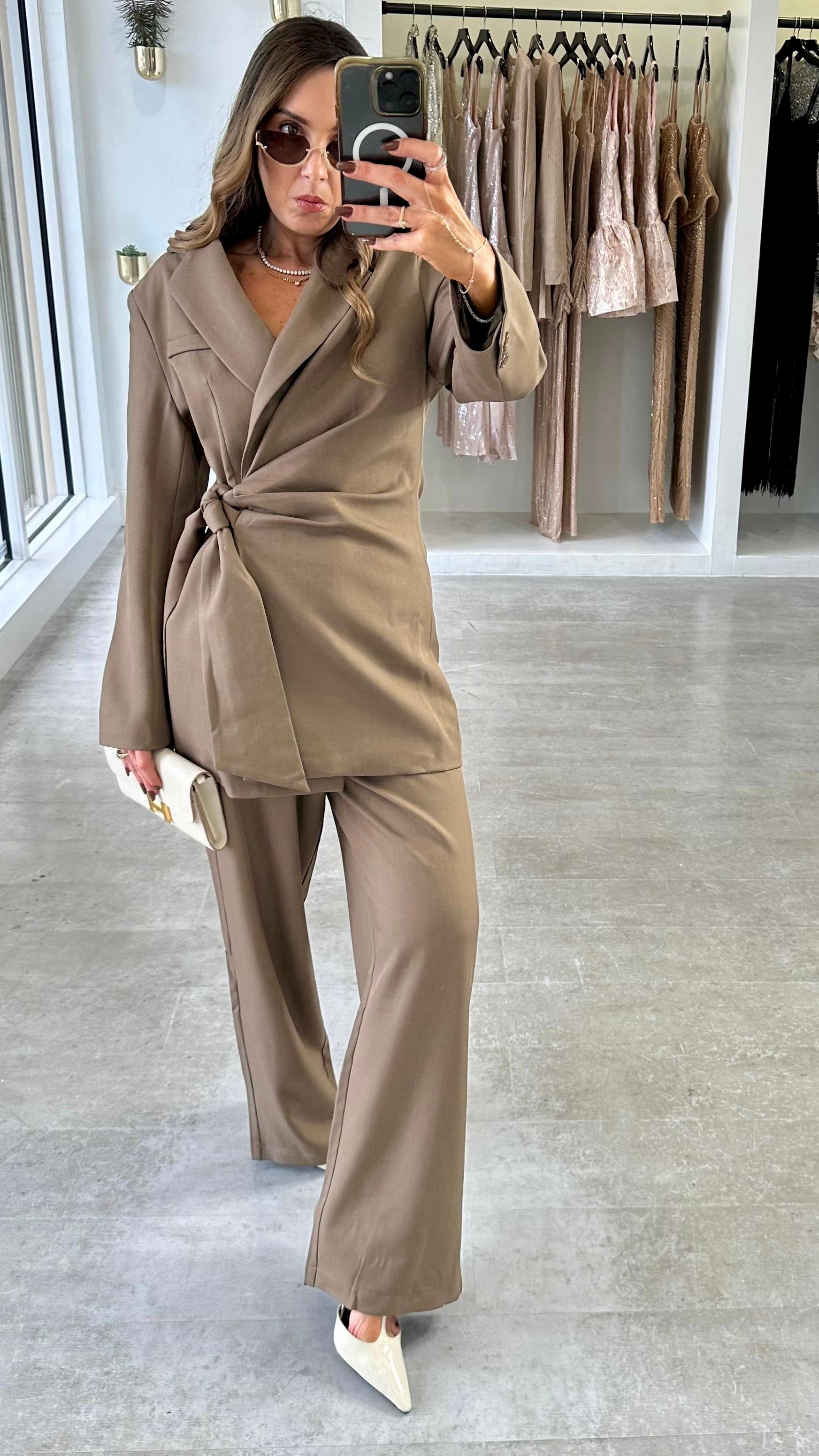 TAUPE KNOT SUIT SET
