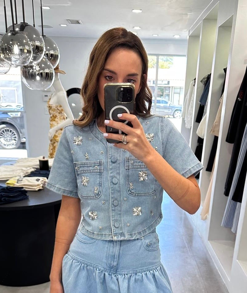 JEWELED DENIM SHACKET