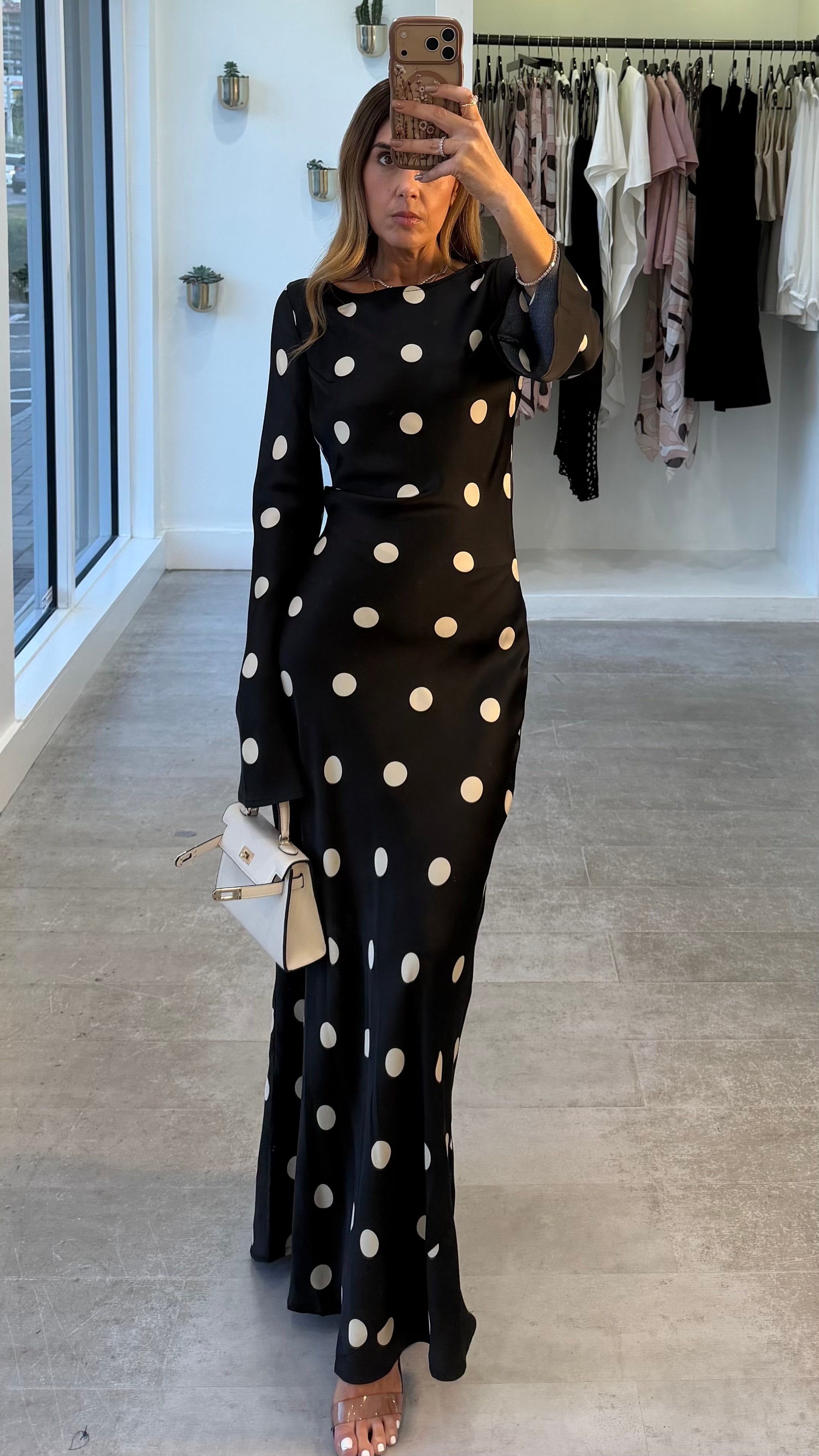 POLKA SLEEVE DRESS