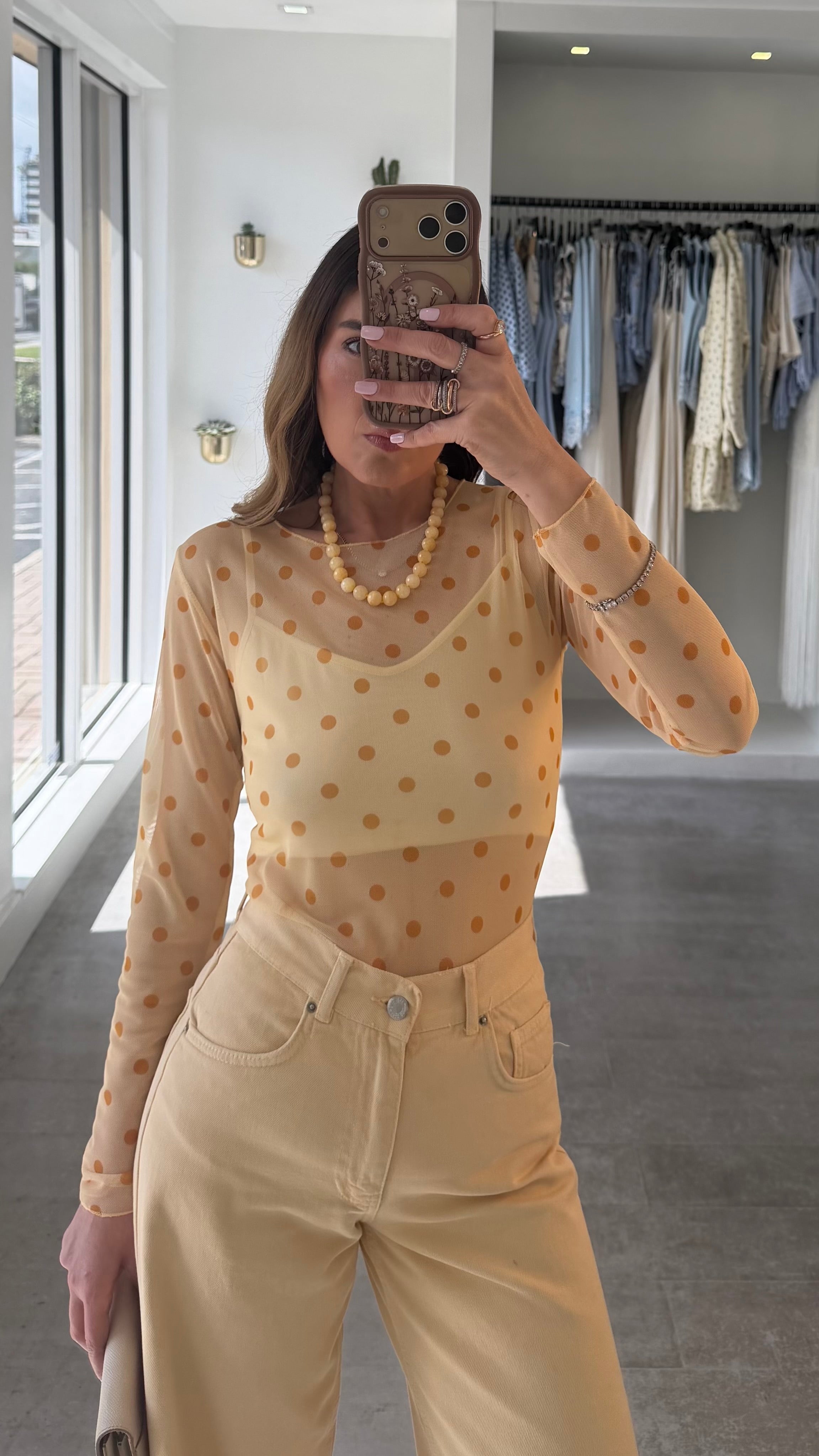 BUTTER DOT MESH TOP