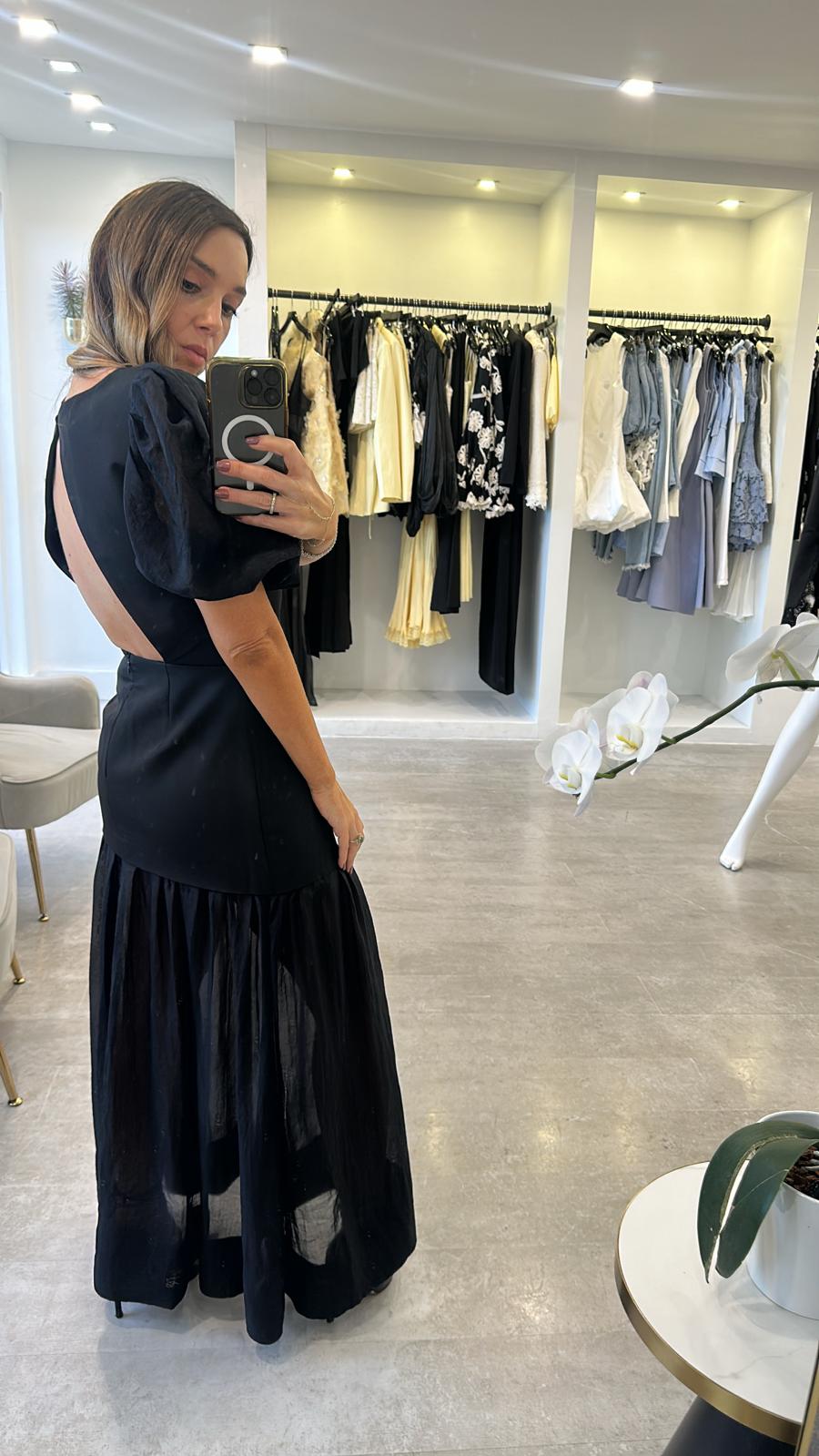 BLACK SHEER SLEEVES MIDI