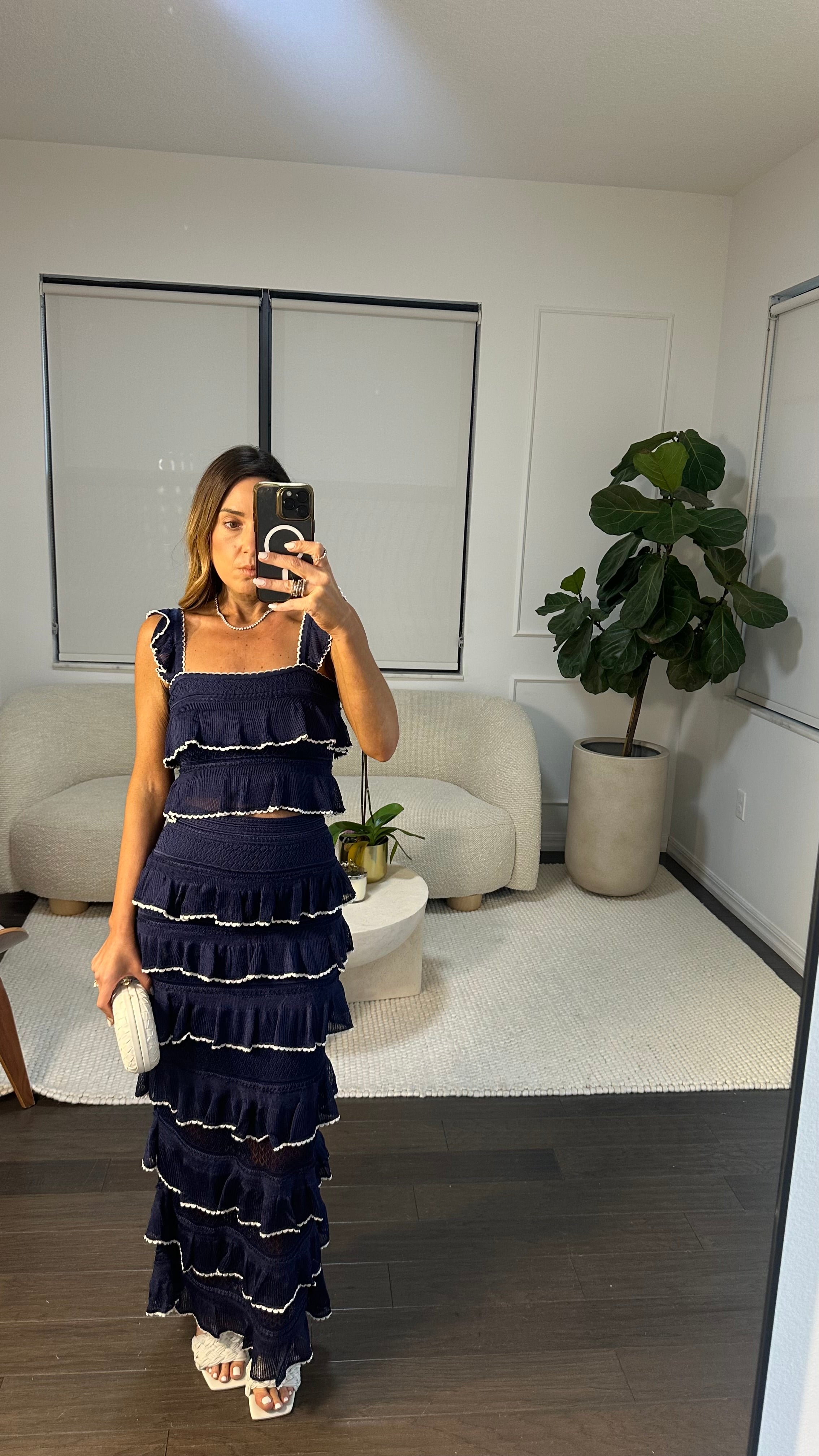 NAVY RUFFLE SKIRT SET