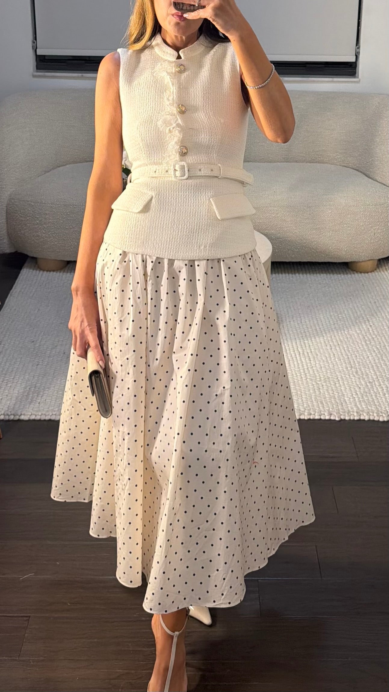 CHIC TWEED DOT MIDI