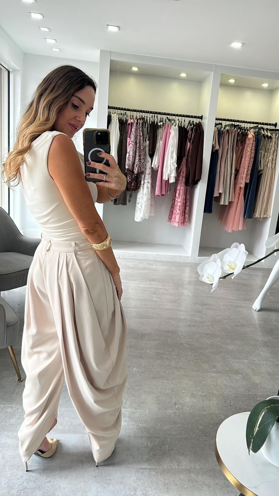 ECRU DRAPE TROUSERS