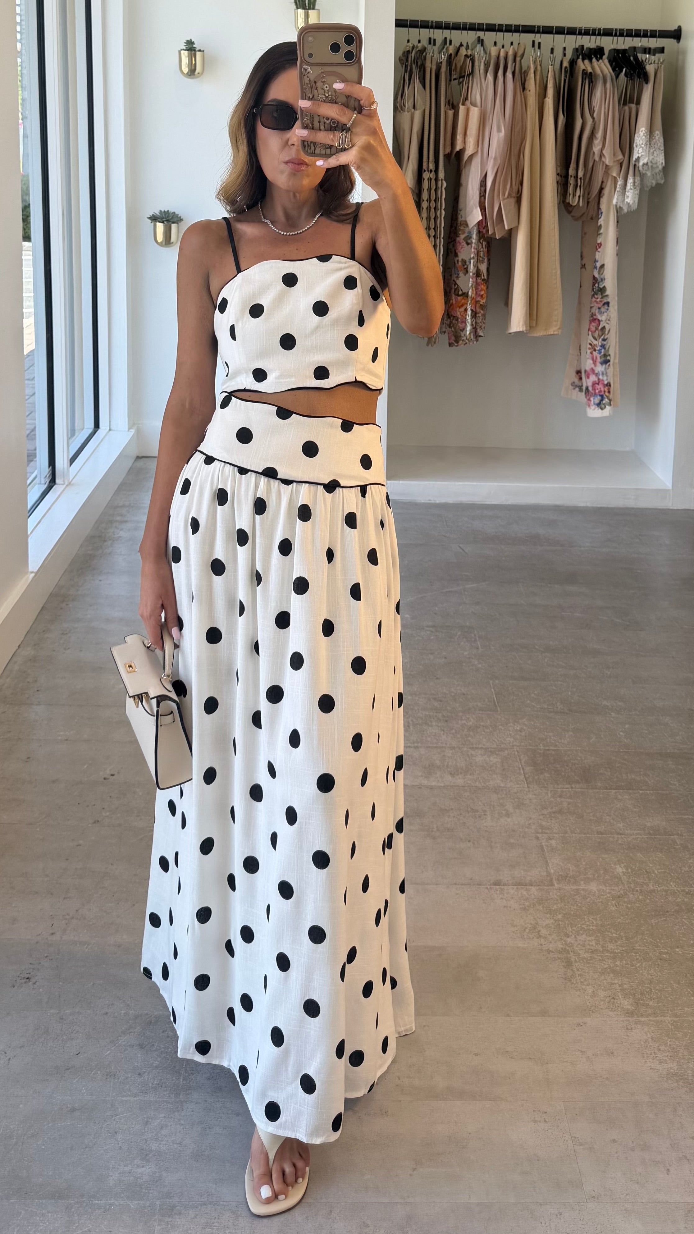POLKA DOT CAMI MIDI SET
