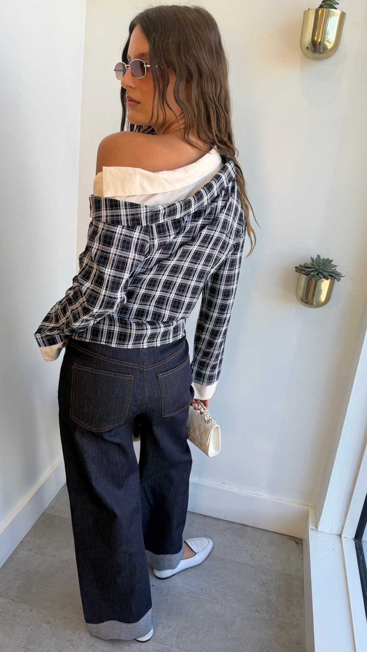 TWISTED PLAID TOP