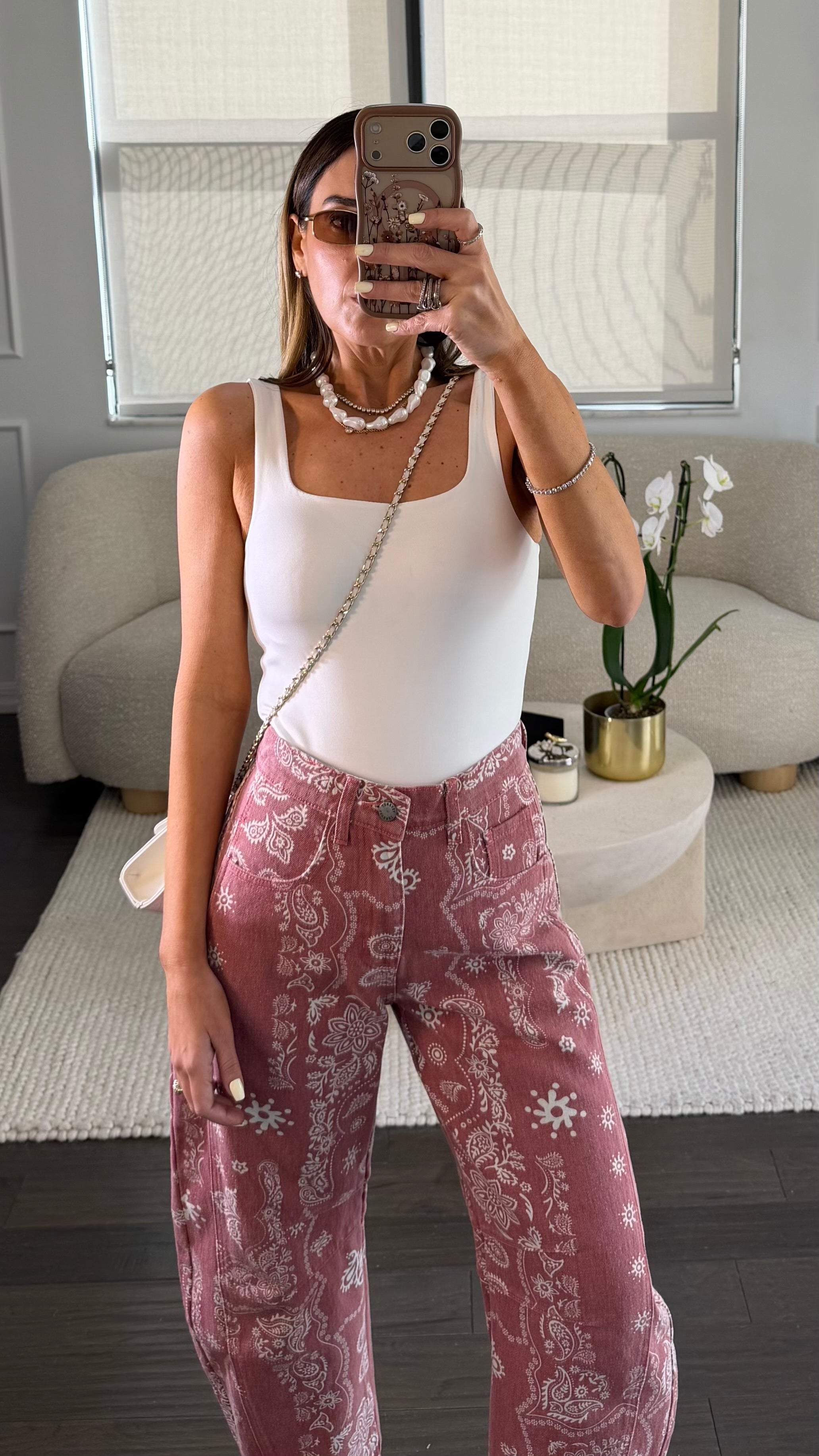 MAUVE BANDANA DENIM