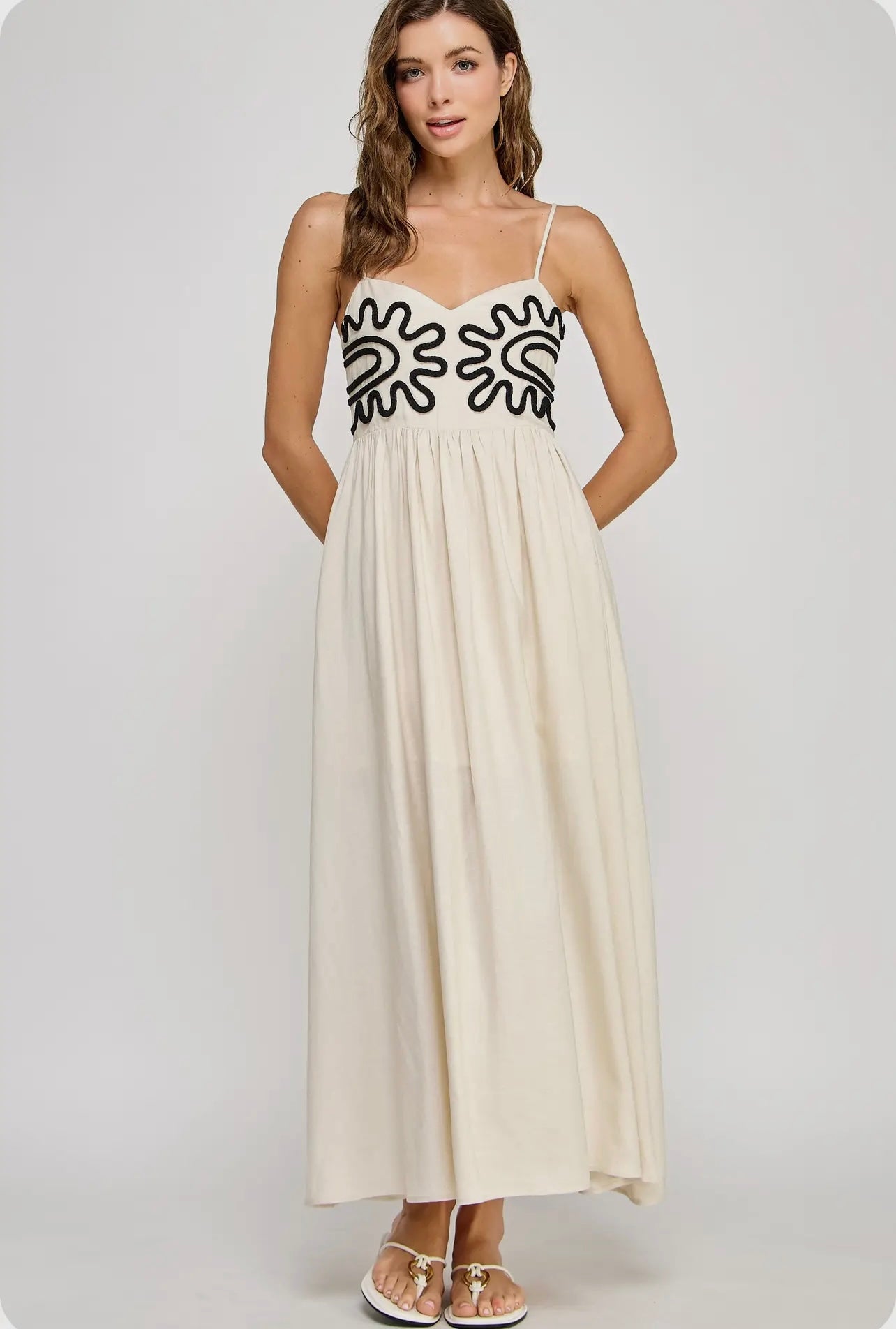 Linen beige dress
