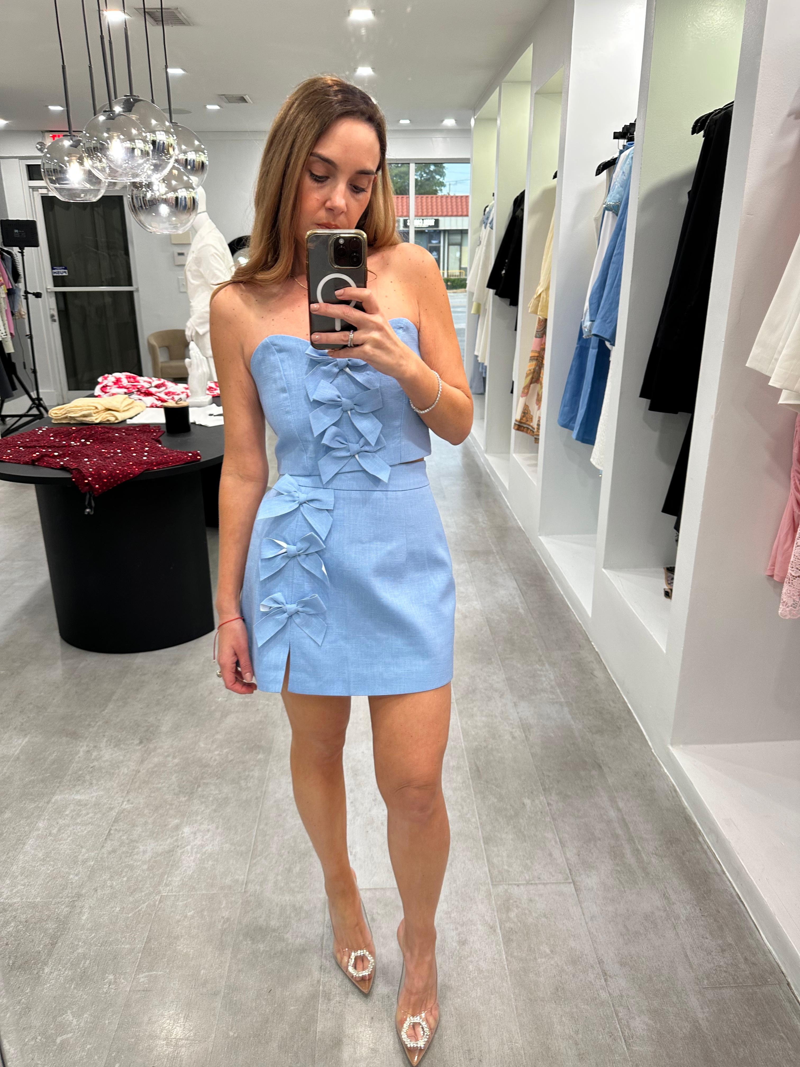 Bow baby blue mini set