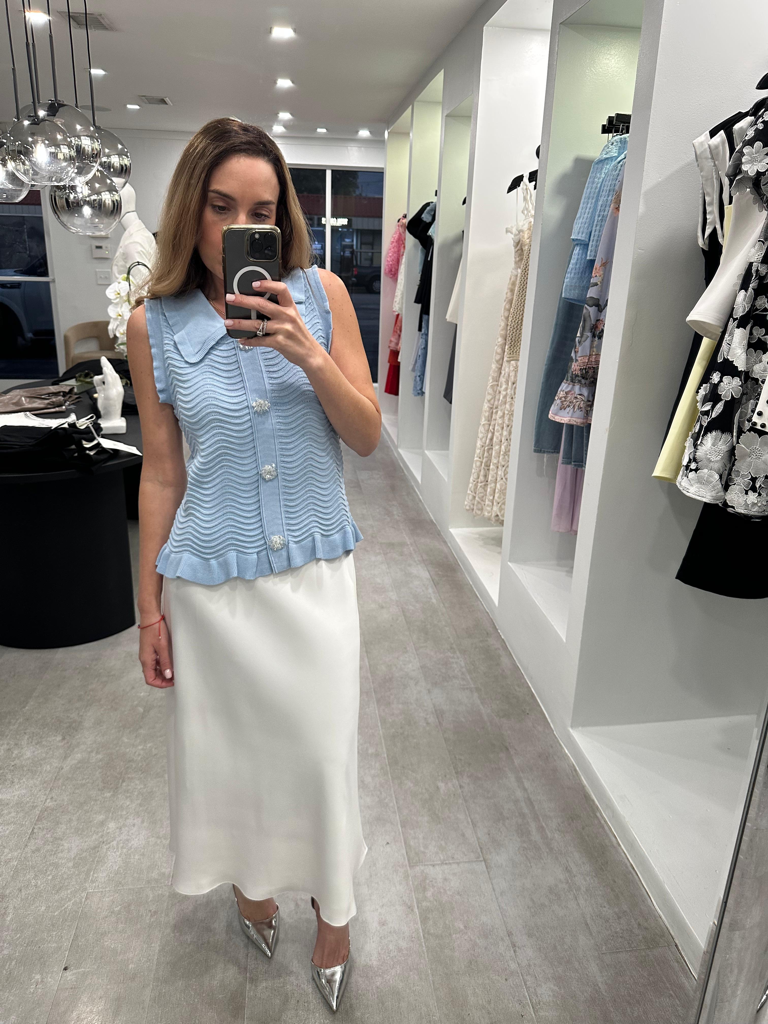 BLUE COLLAR BUTTON TOP