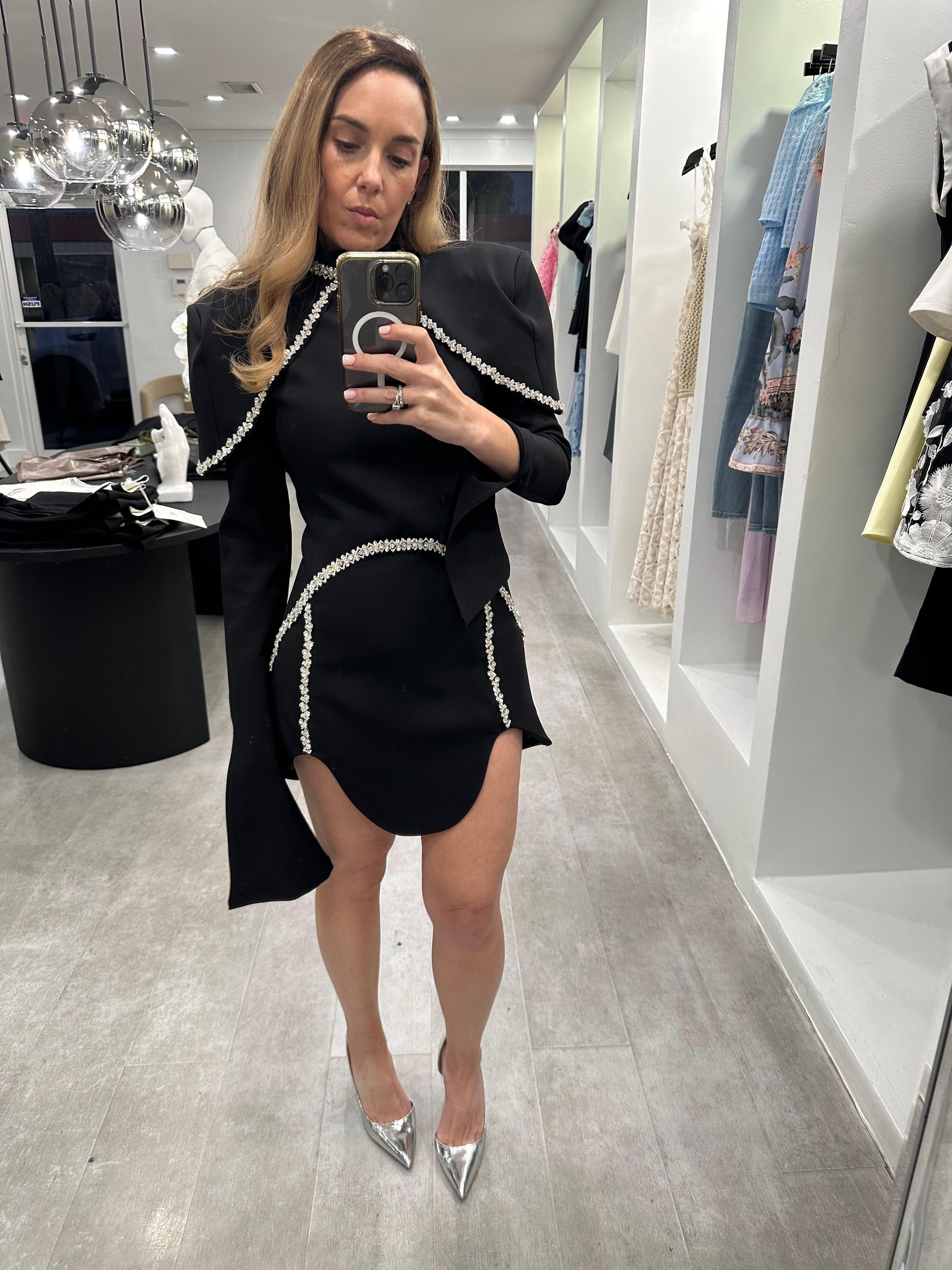 Black cape mini dress