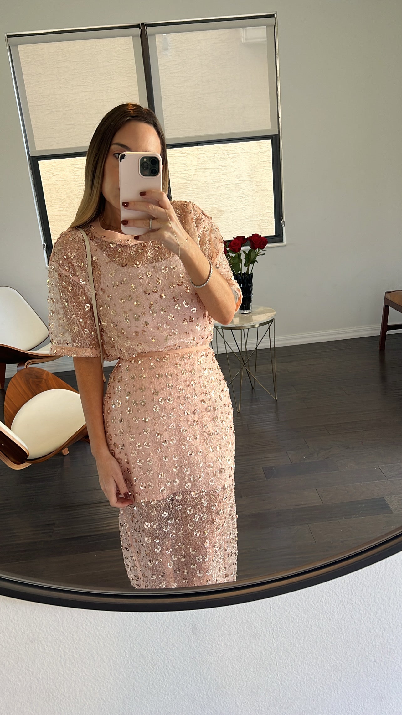Shiny slate set in rose