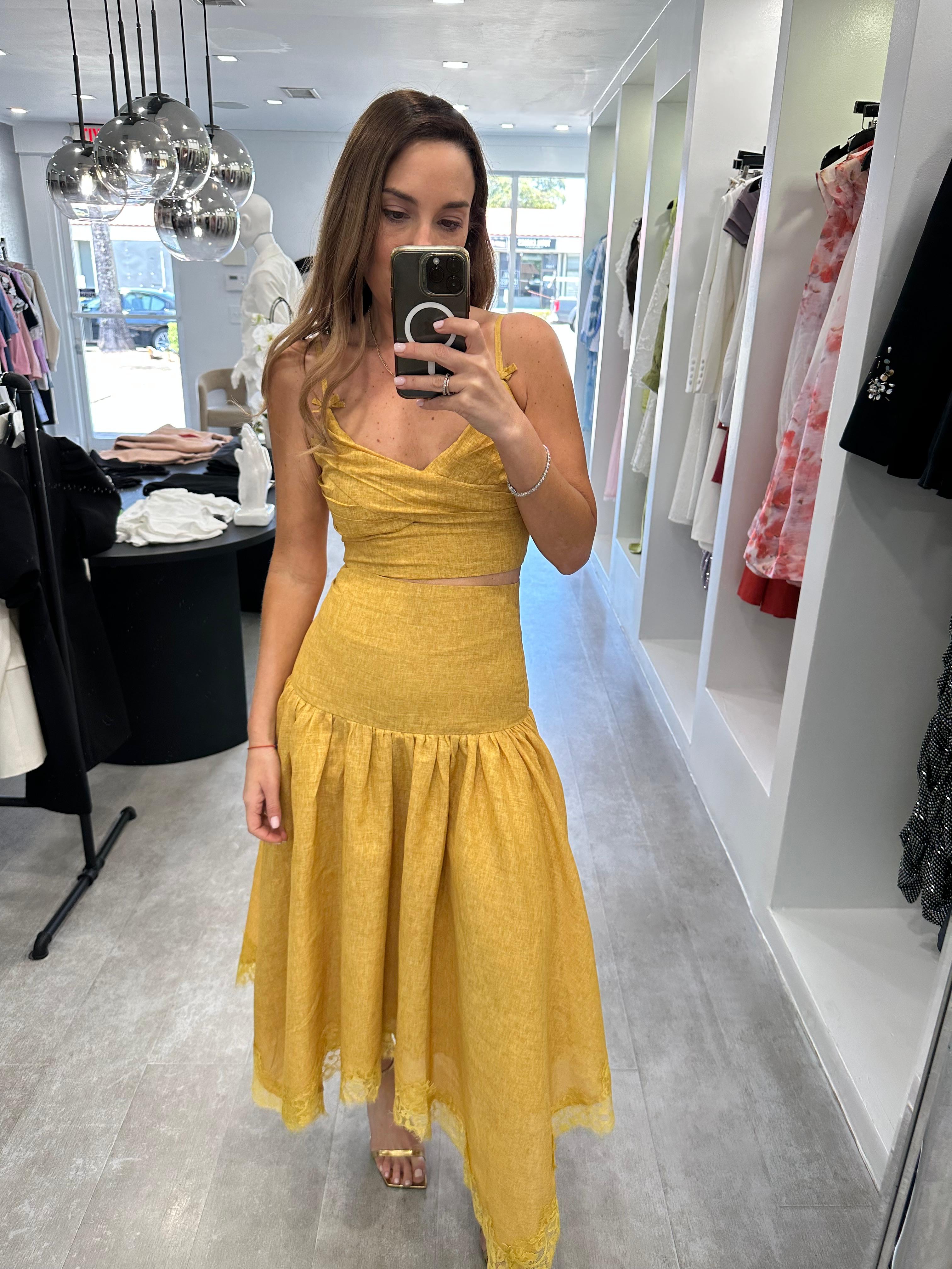 Yellow midi skirt set
