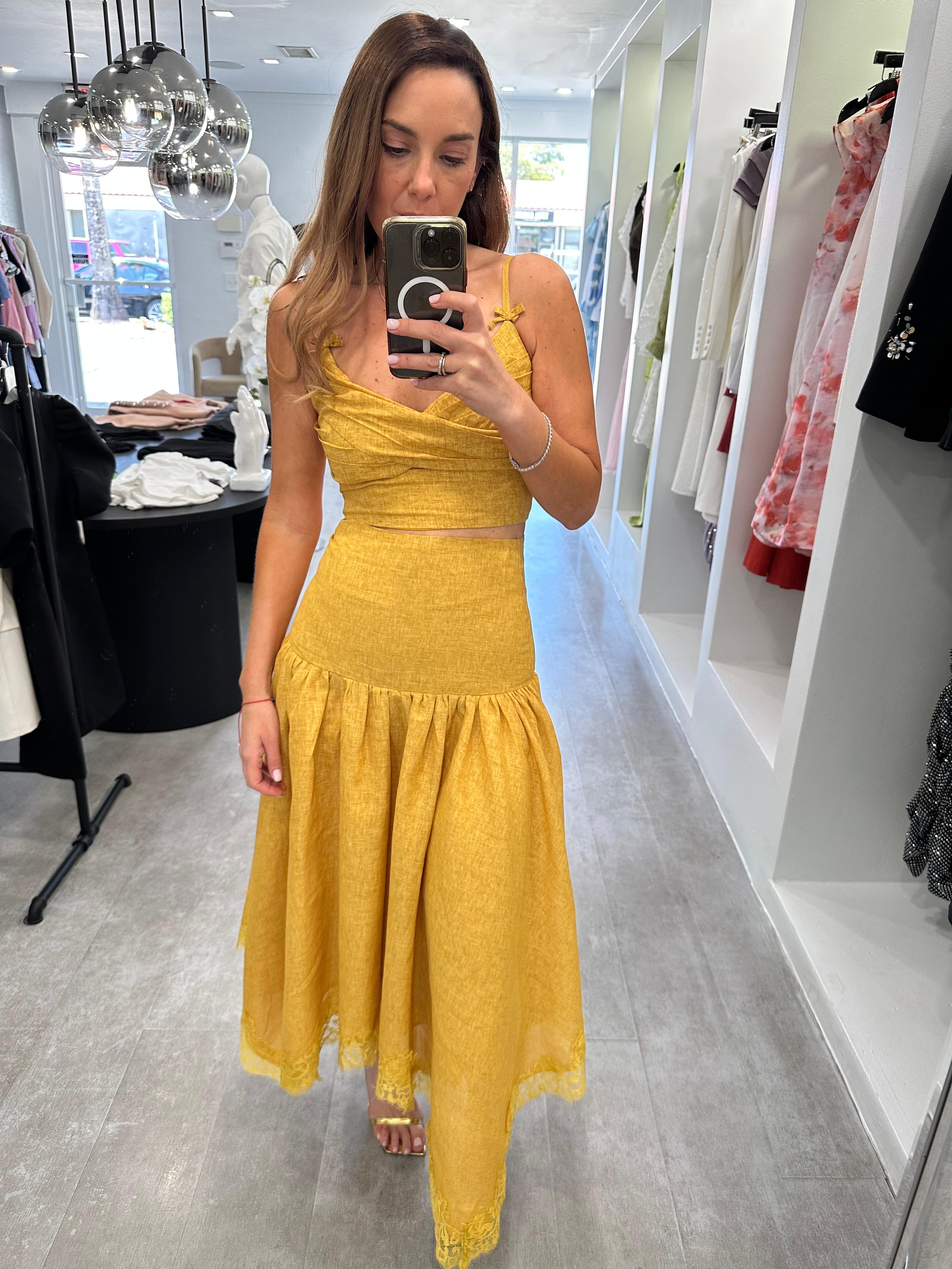 Yellow midi skirt set