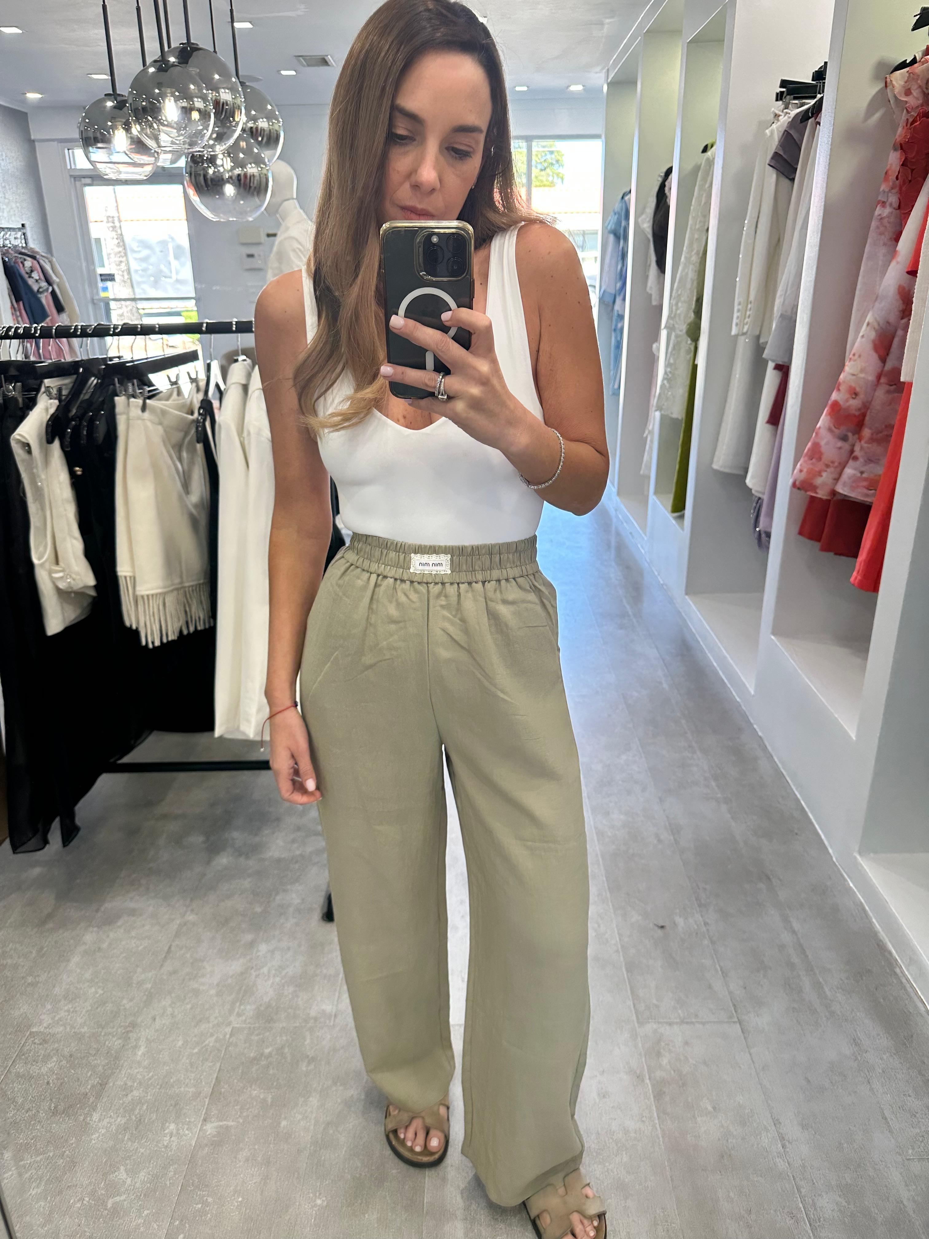 Olive linen trouser