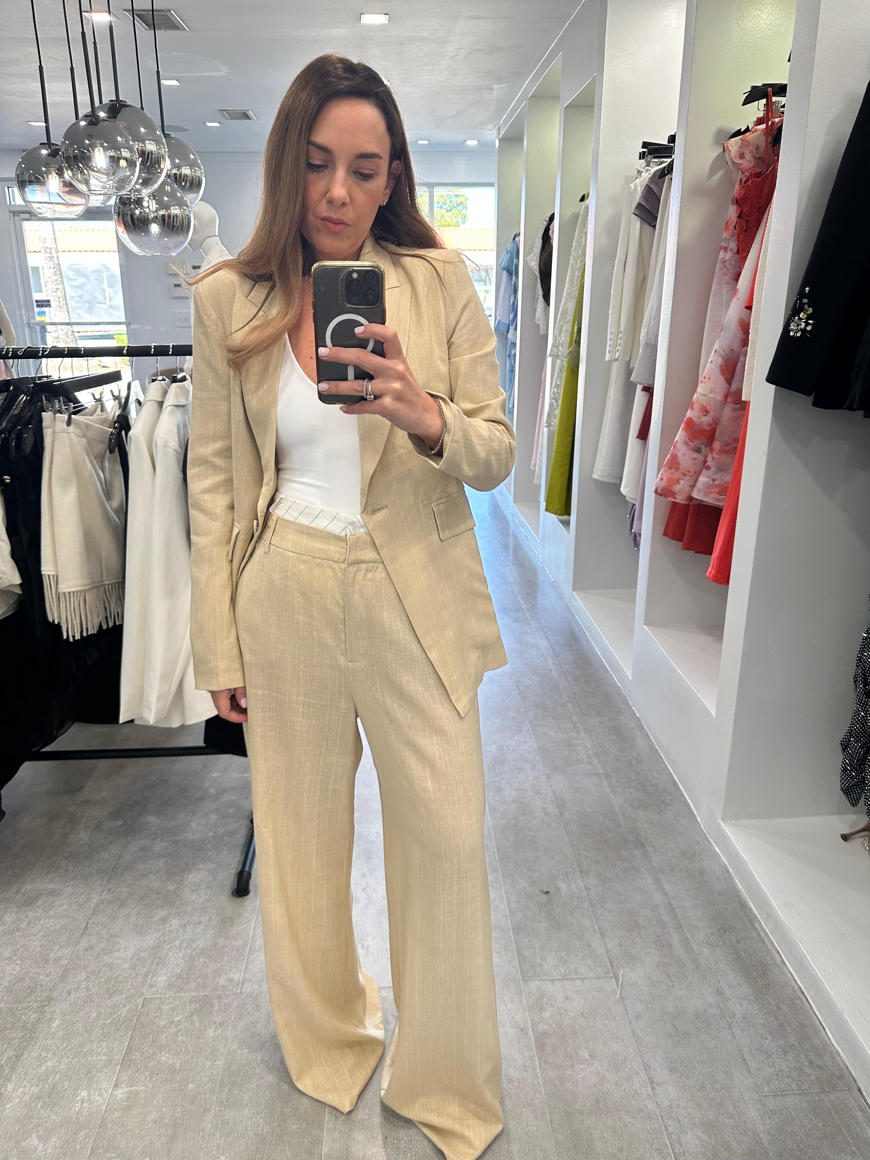 Linen beige stripe set