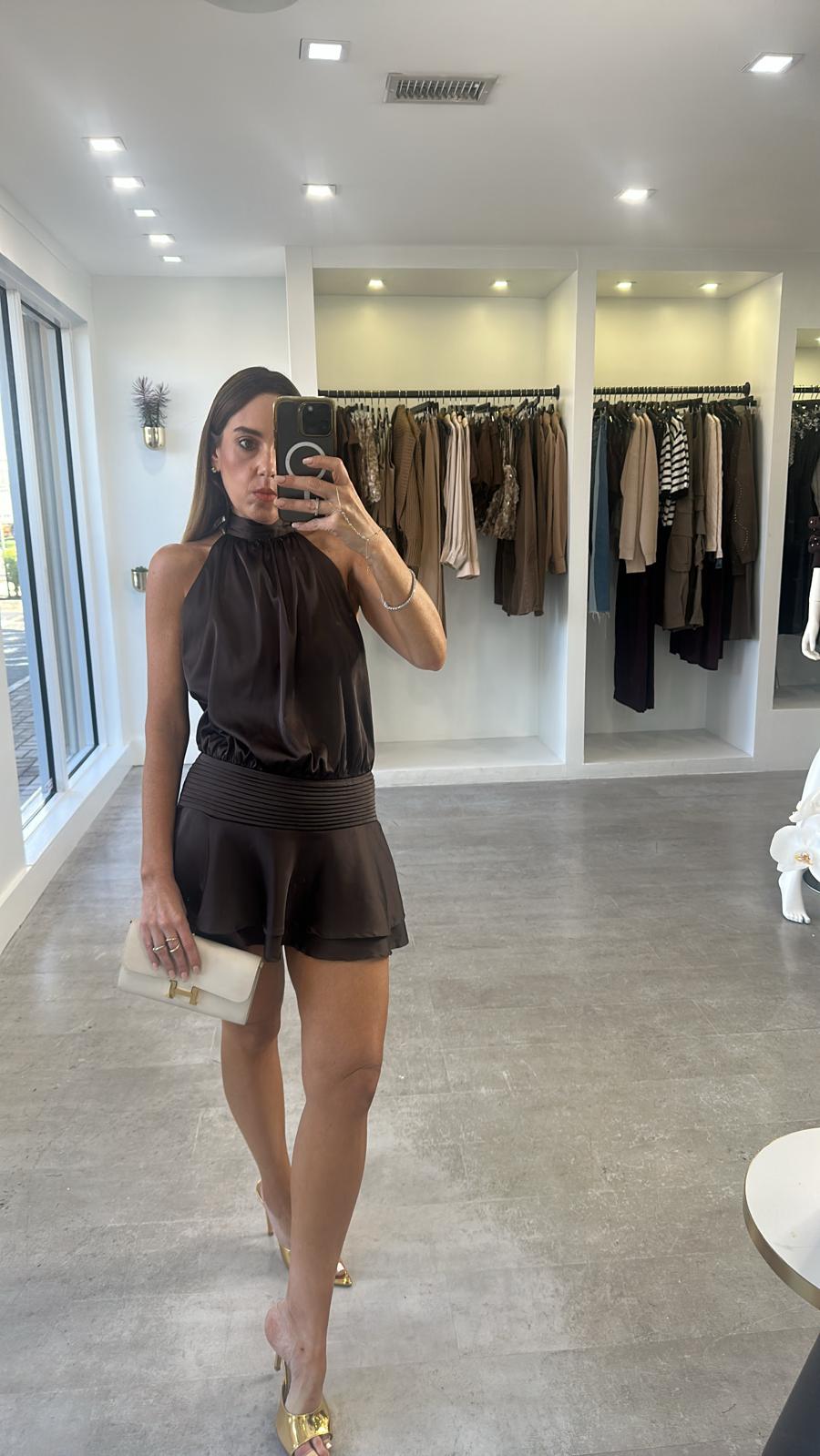 Satin open dress