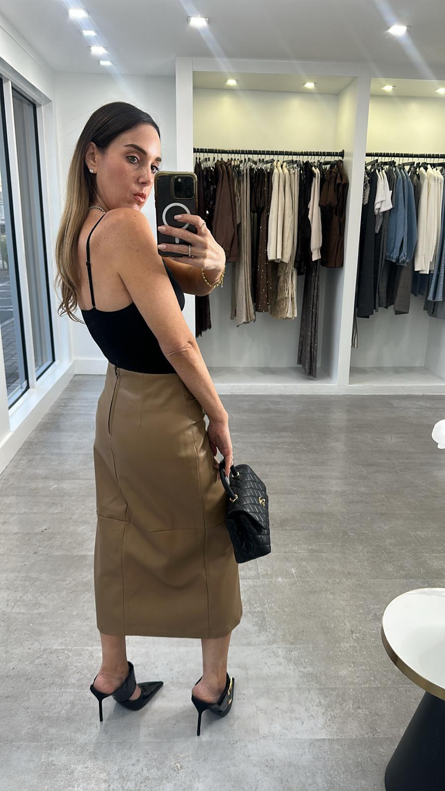 Luxe Knot Leather Skirt