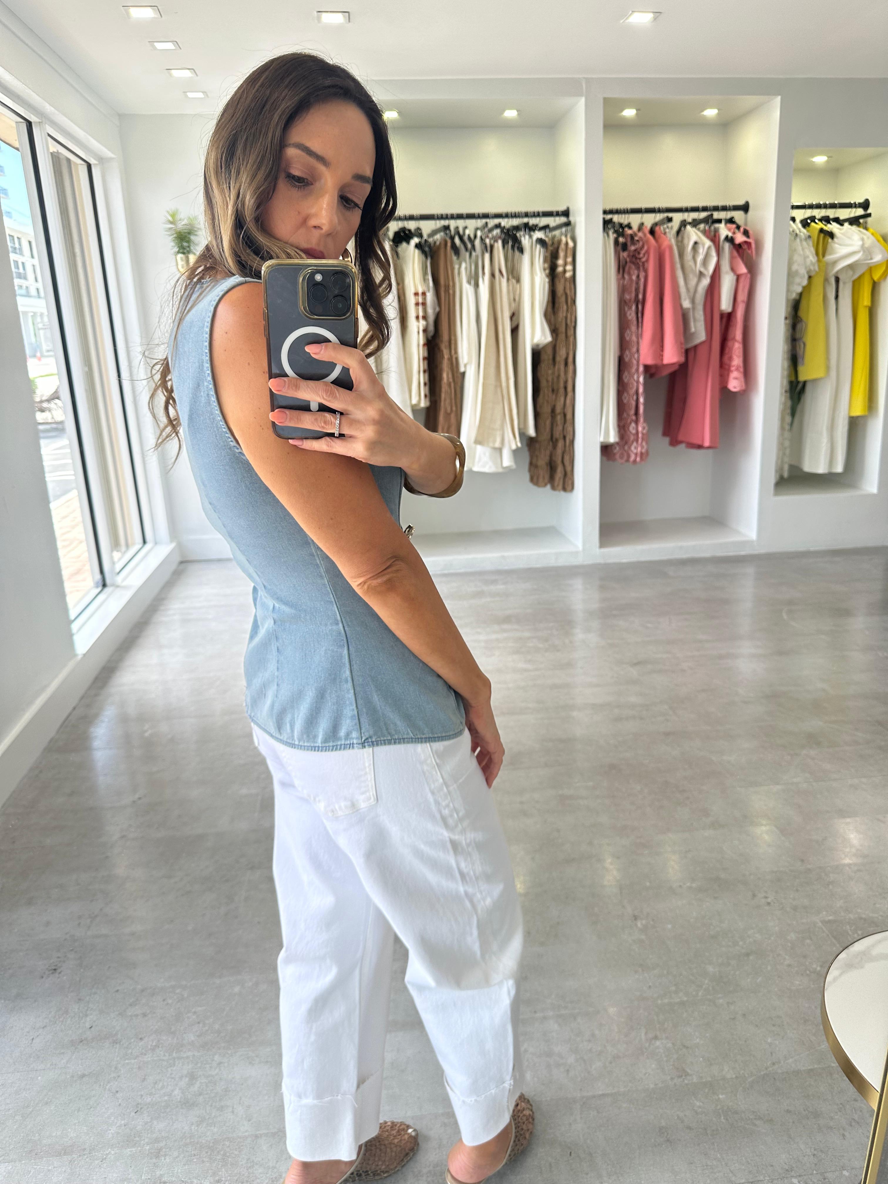 Light denim gold top