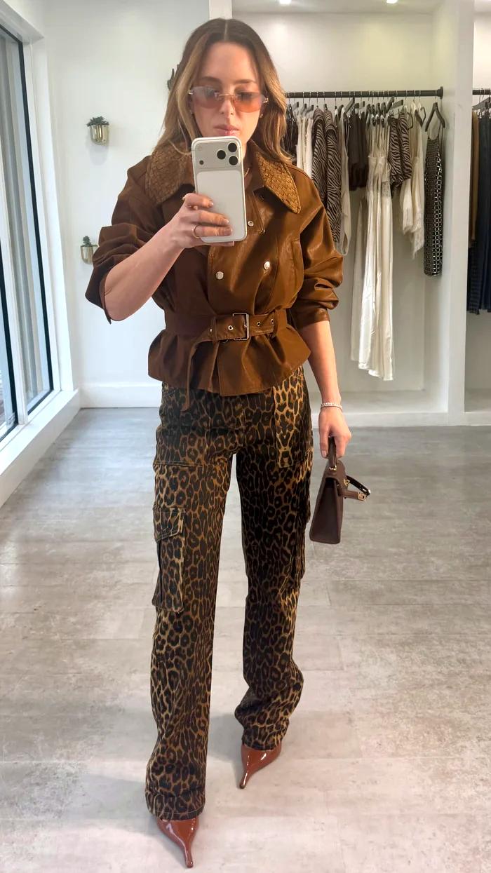 LEOPARD CARGO PANTS