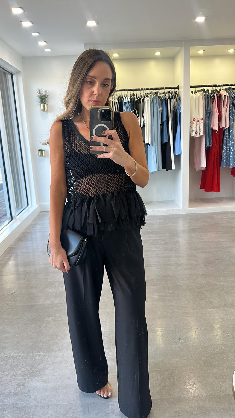 Black mesh top