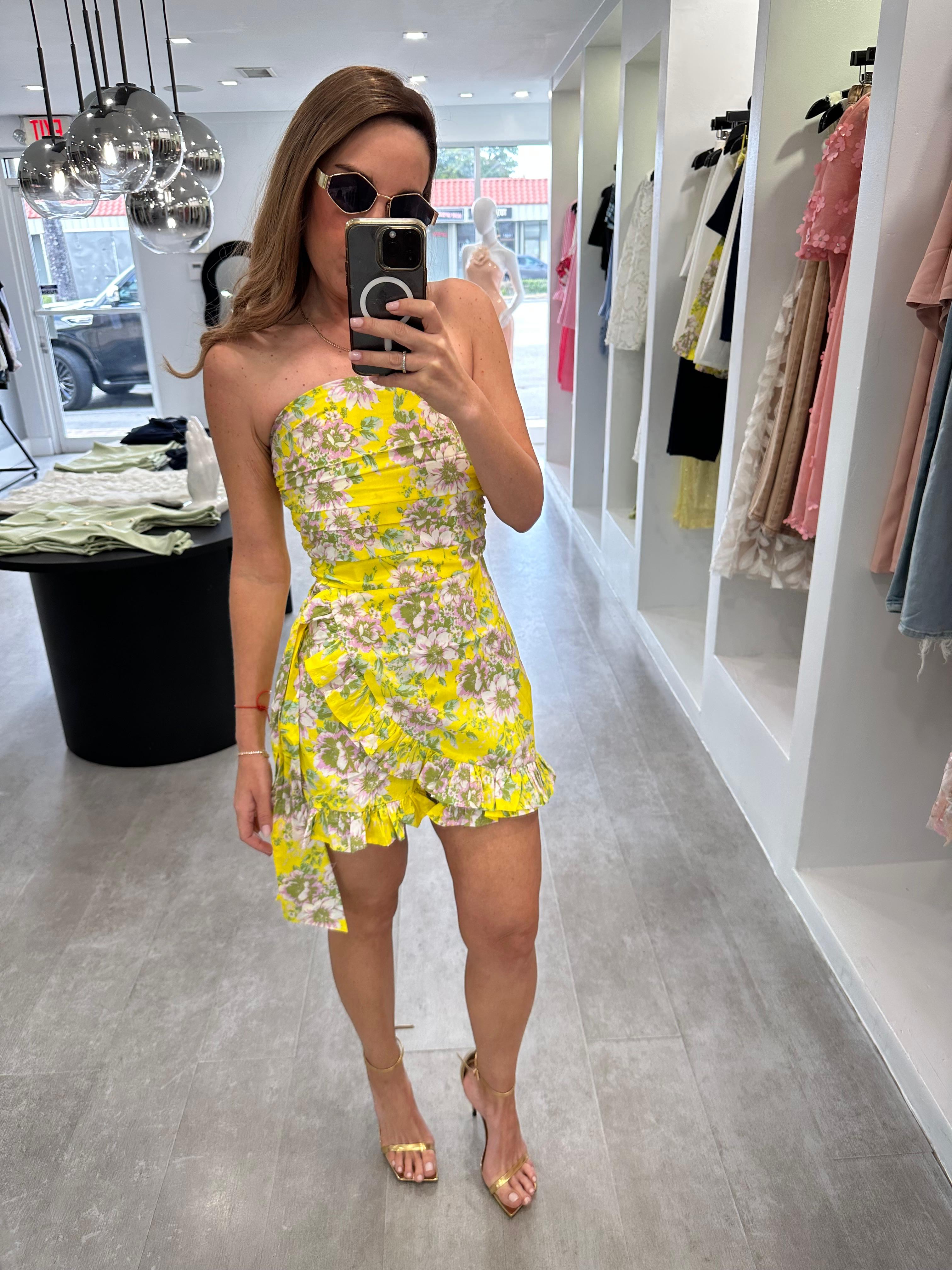 Yellow flower romper