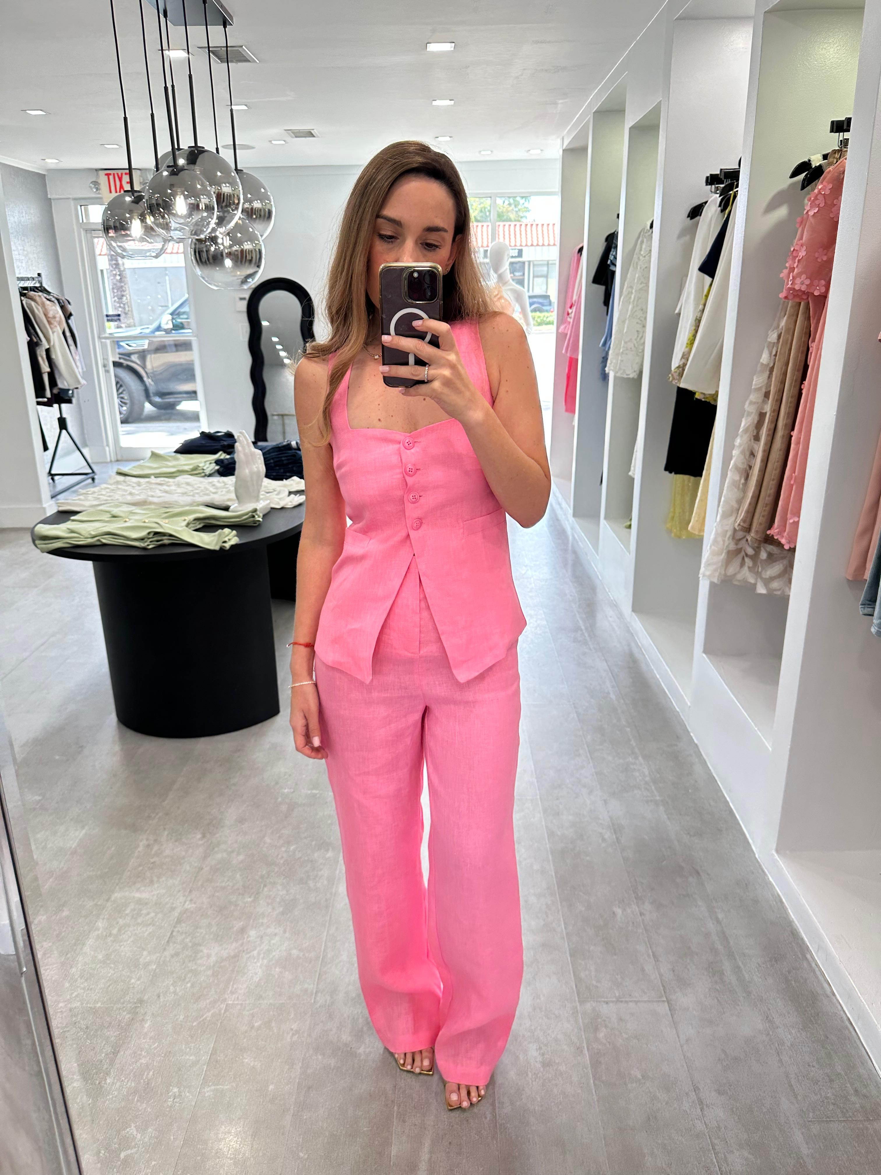 Pink linen pant set