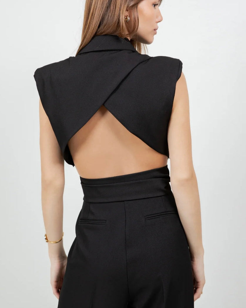 BLACK CROPPED VEST