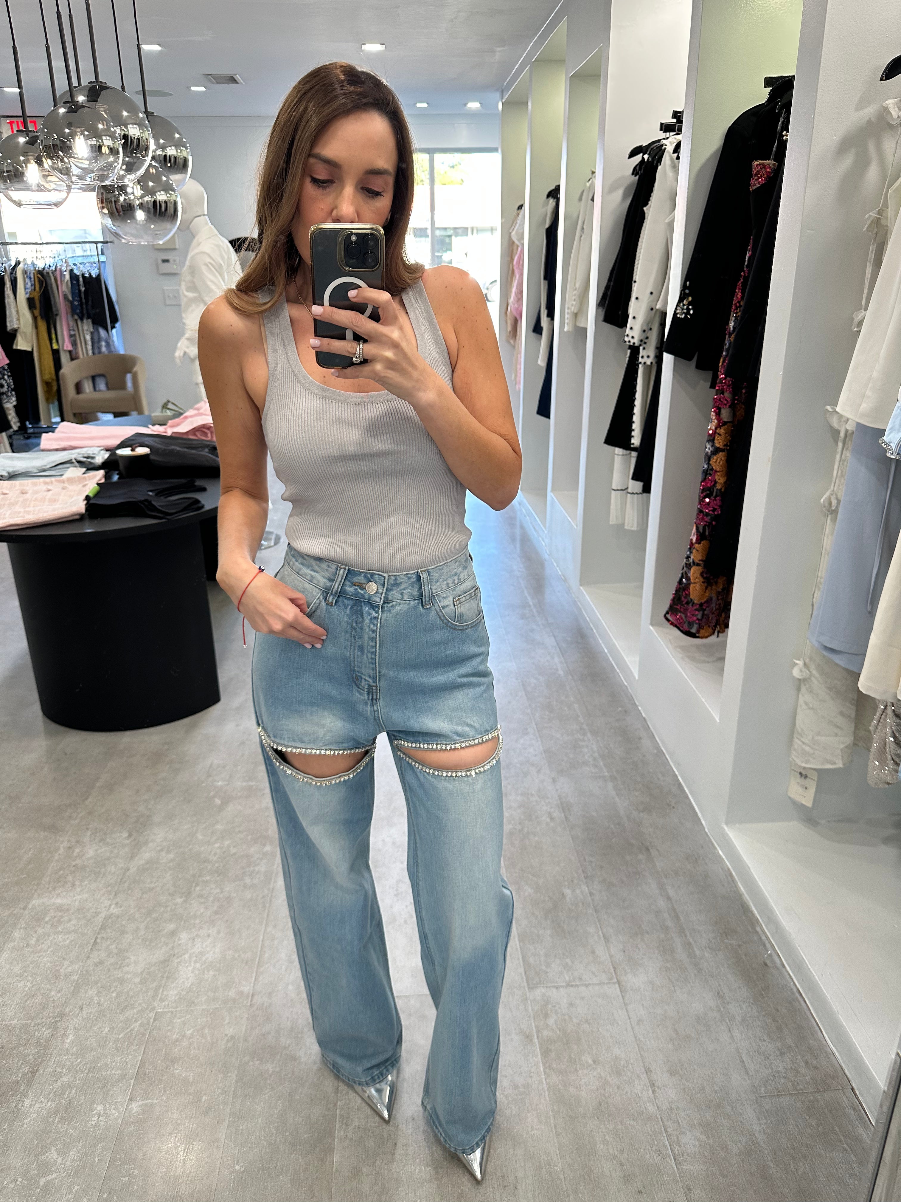 SHINY CUT OUT DENIM