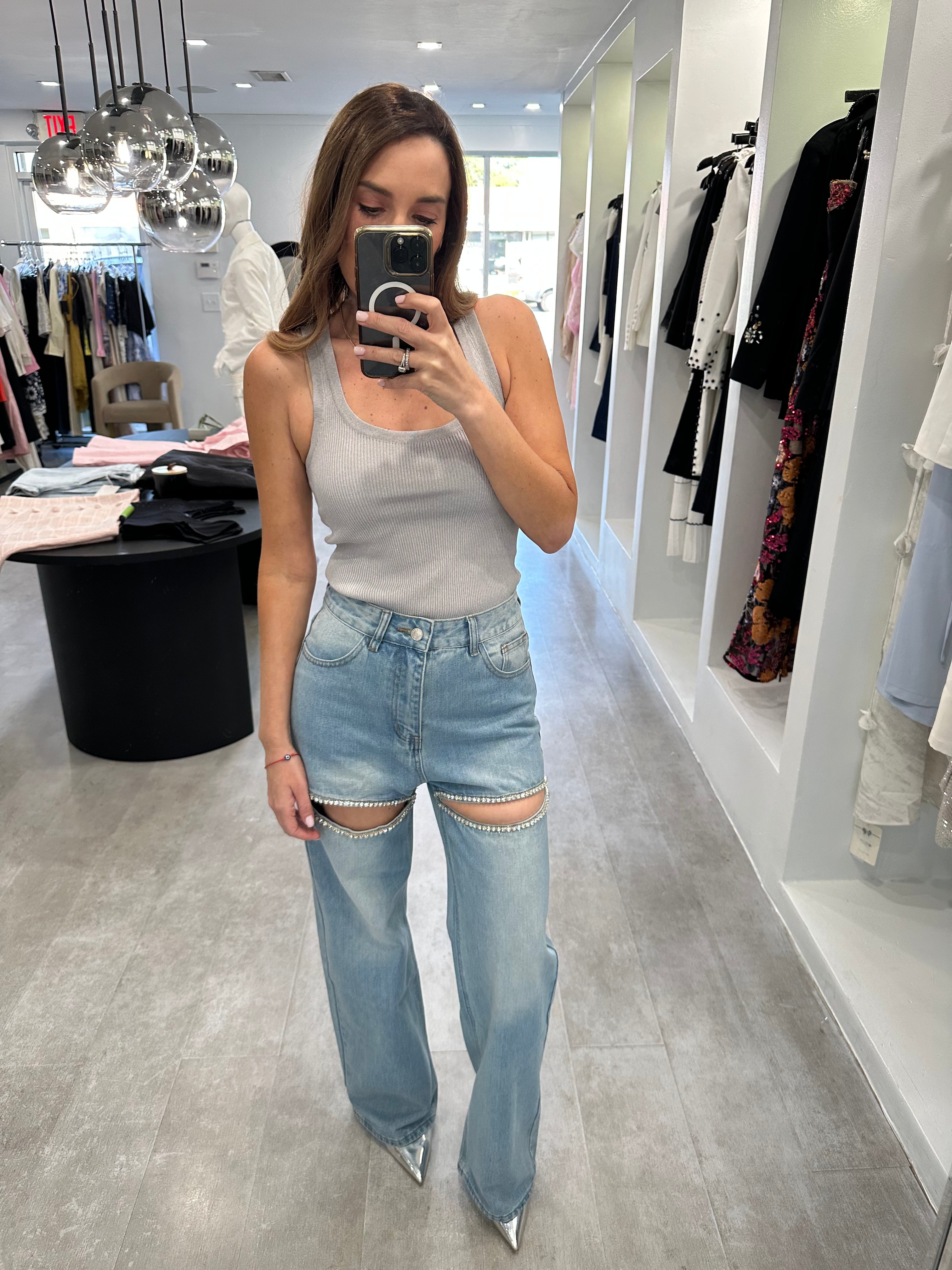 SHINY CUT OUT DENIM