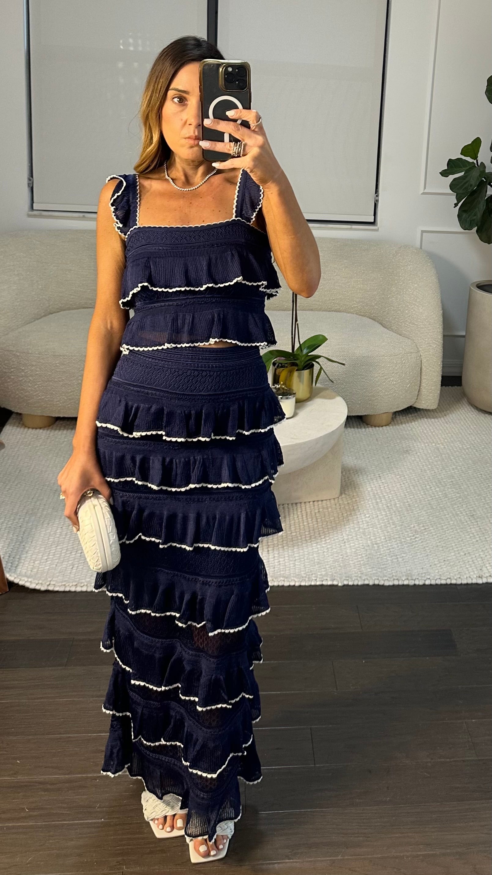 NAVY RUFFLE SKIRT SET