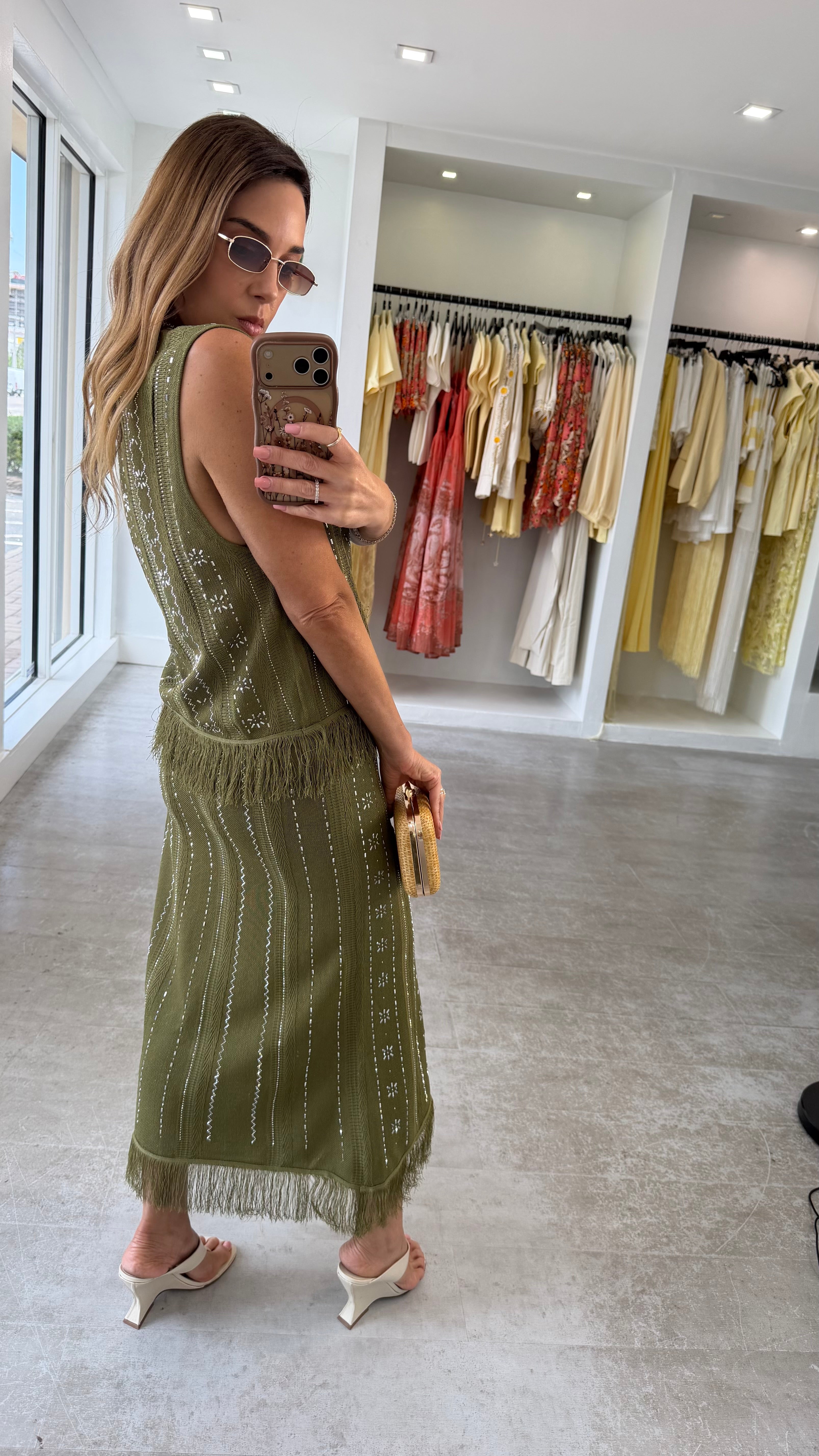 OLIVE SHIMMER KNIT SET
