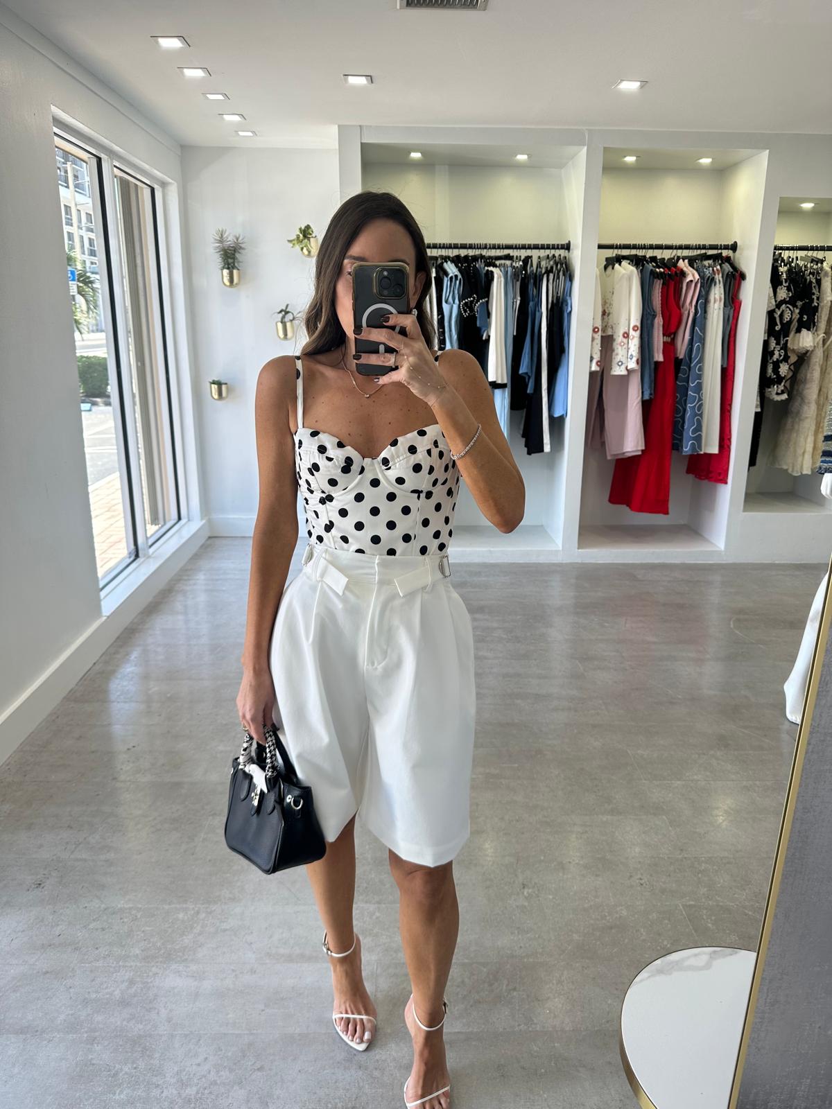 WHITE POLKA DOT CORSET